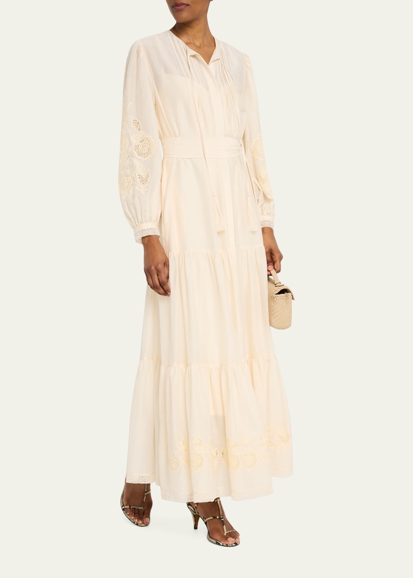 Shanice Tiered Floral-Embroidered Maxi Dress