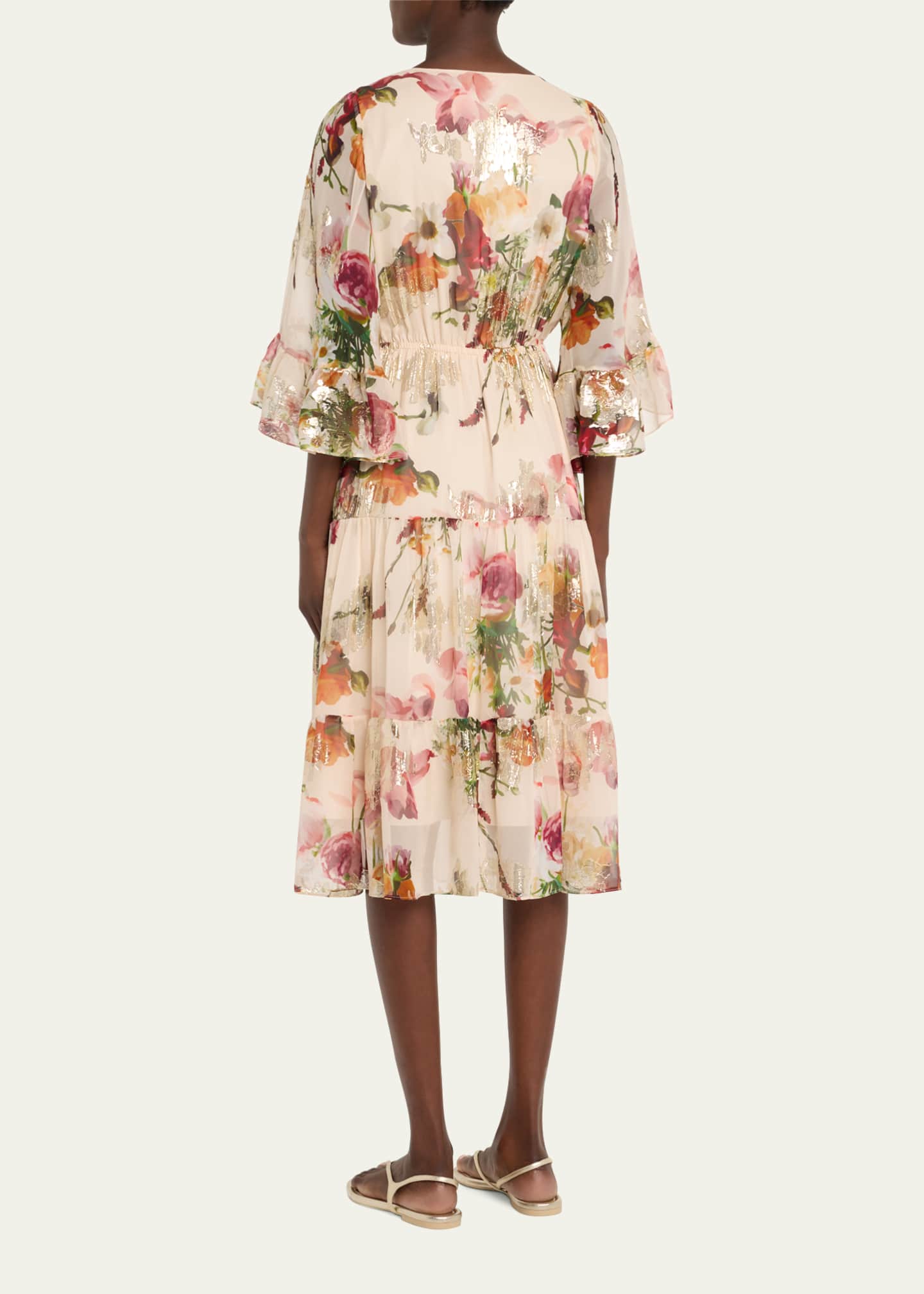 Kobi Halperin Limone Tiered Floral-Print Fil Coupe Midi Dress Image 3 of 5