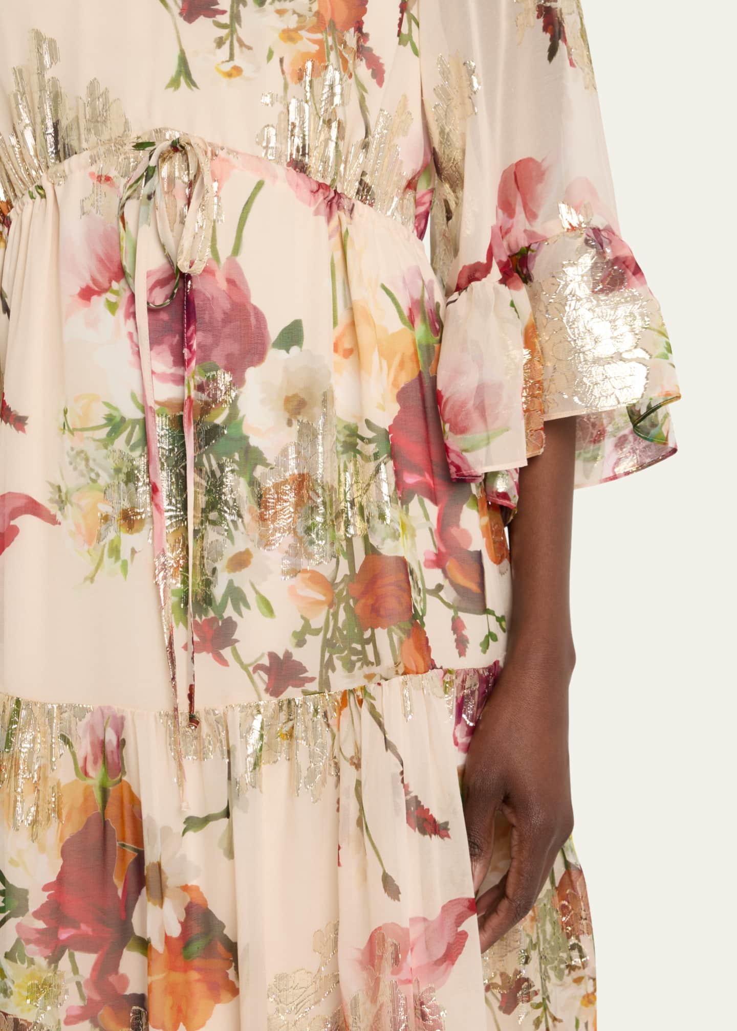 Kobi Halperin Limone Tiered Floral-Print Fil Coupe Midi Dress Image 5 of 5