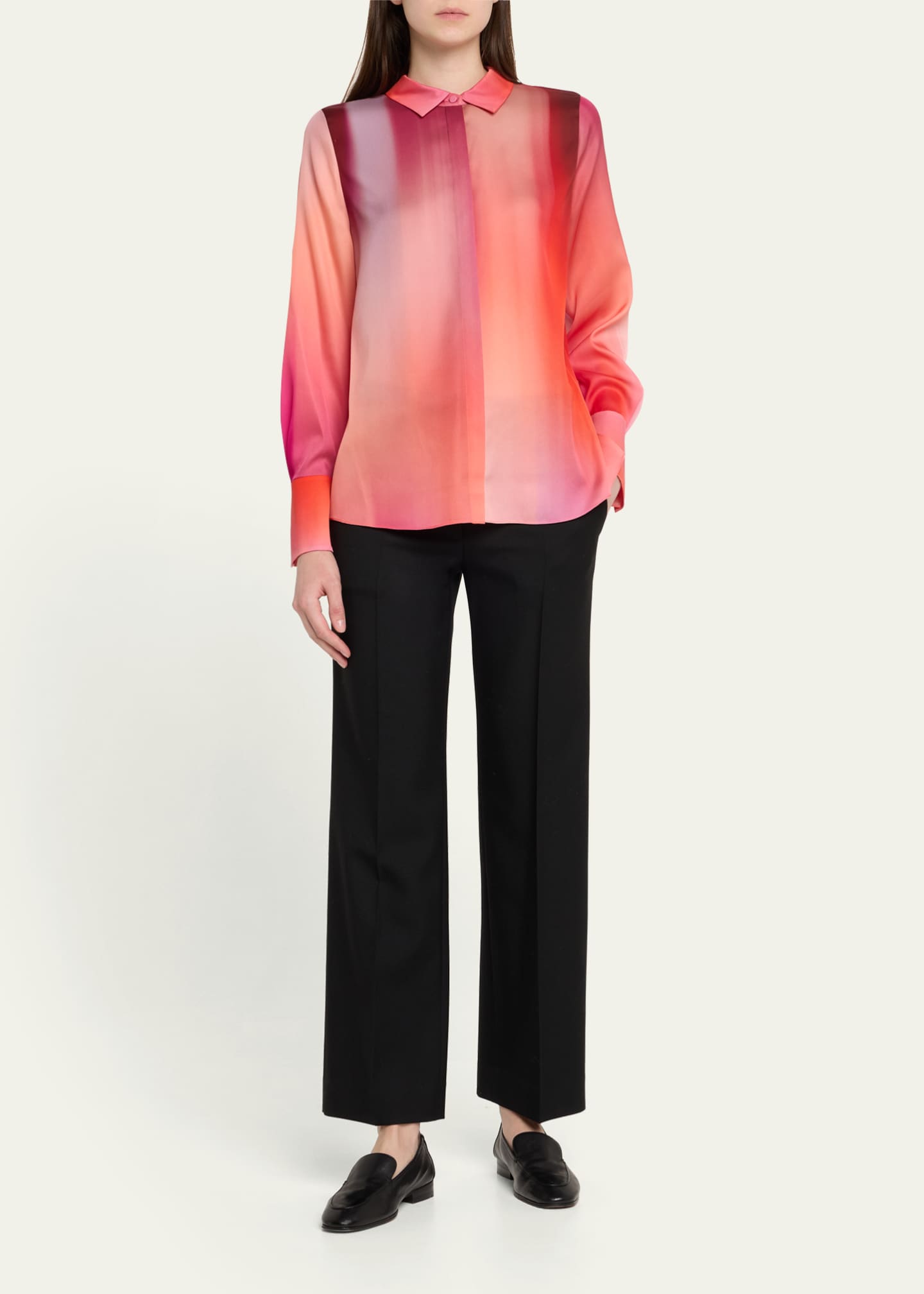 Cassi Ombre Button-Down Blouse - Thumbnail 2