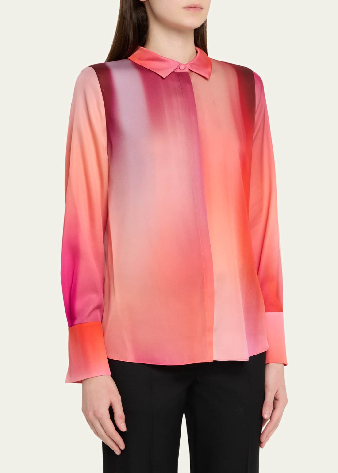 Cassi Ombre Button-Down Blouse - Thumbnail 4
