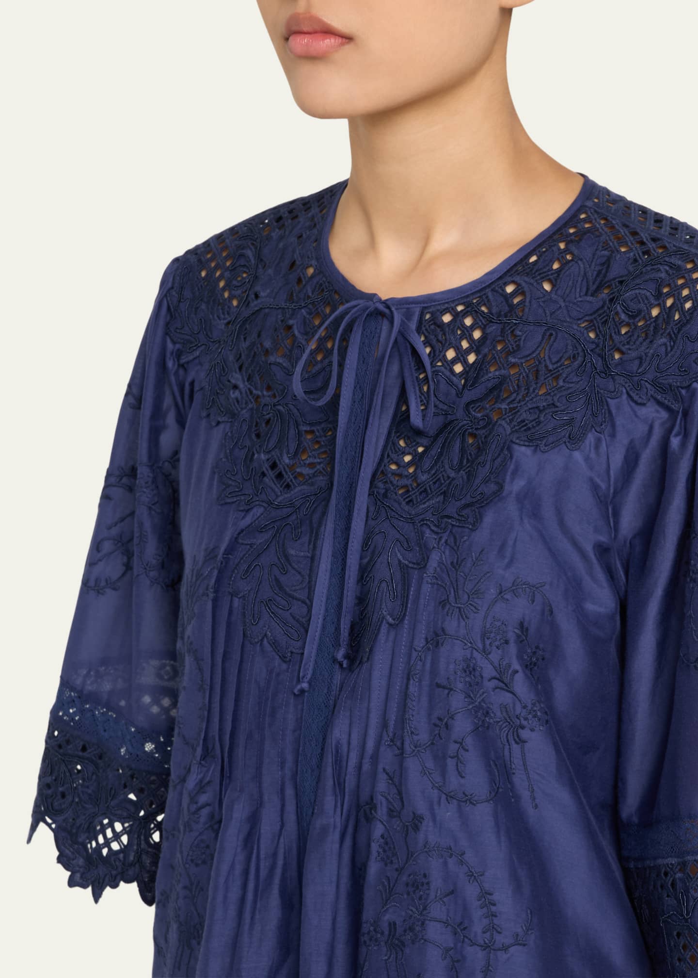 Kobi Halperin Bari Pintuck Lace-Embellished Blouse Image 5 of 5