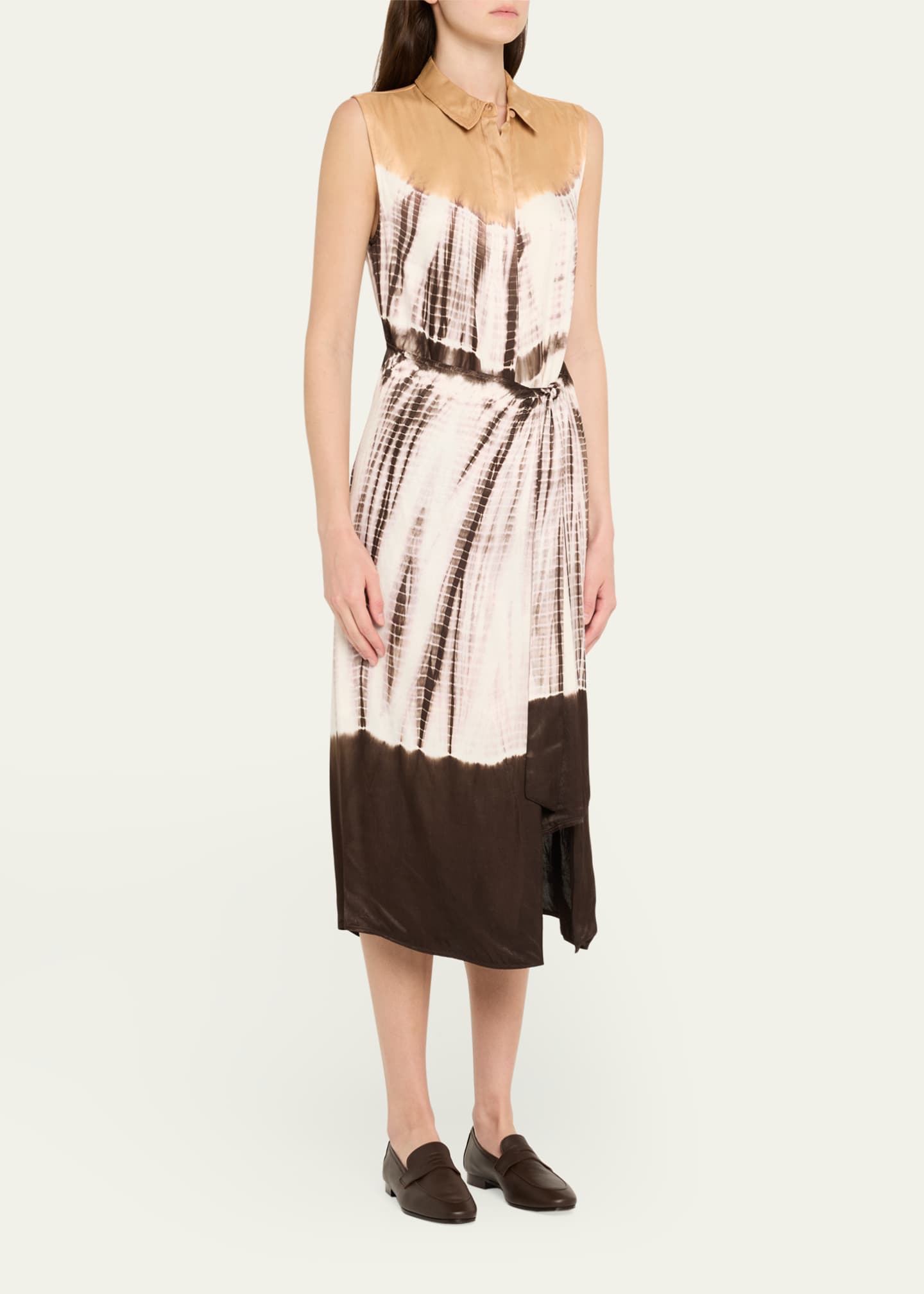 Kobi Halperin Ivria Tie-Dye Sleeveless Midi Wrap Shirtdress Image 4 of 5