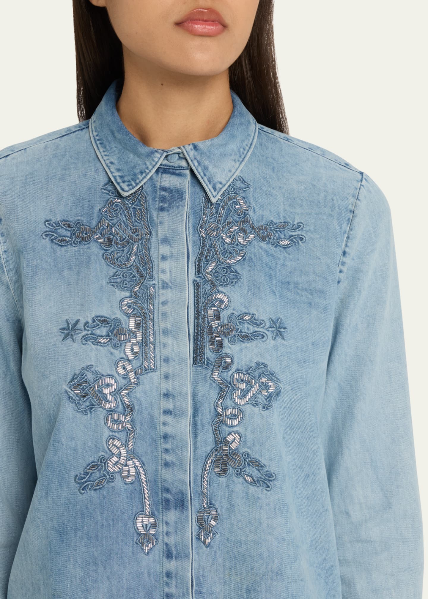Kobi Halperin Imara Beaded Embroidered Denim Blouse Image 5 of 5