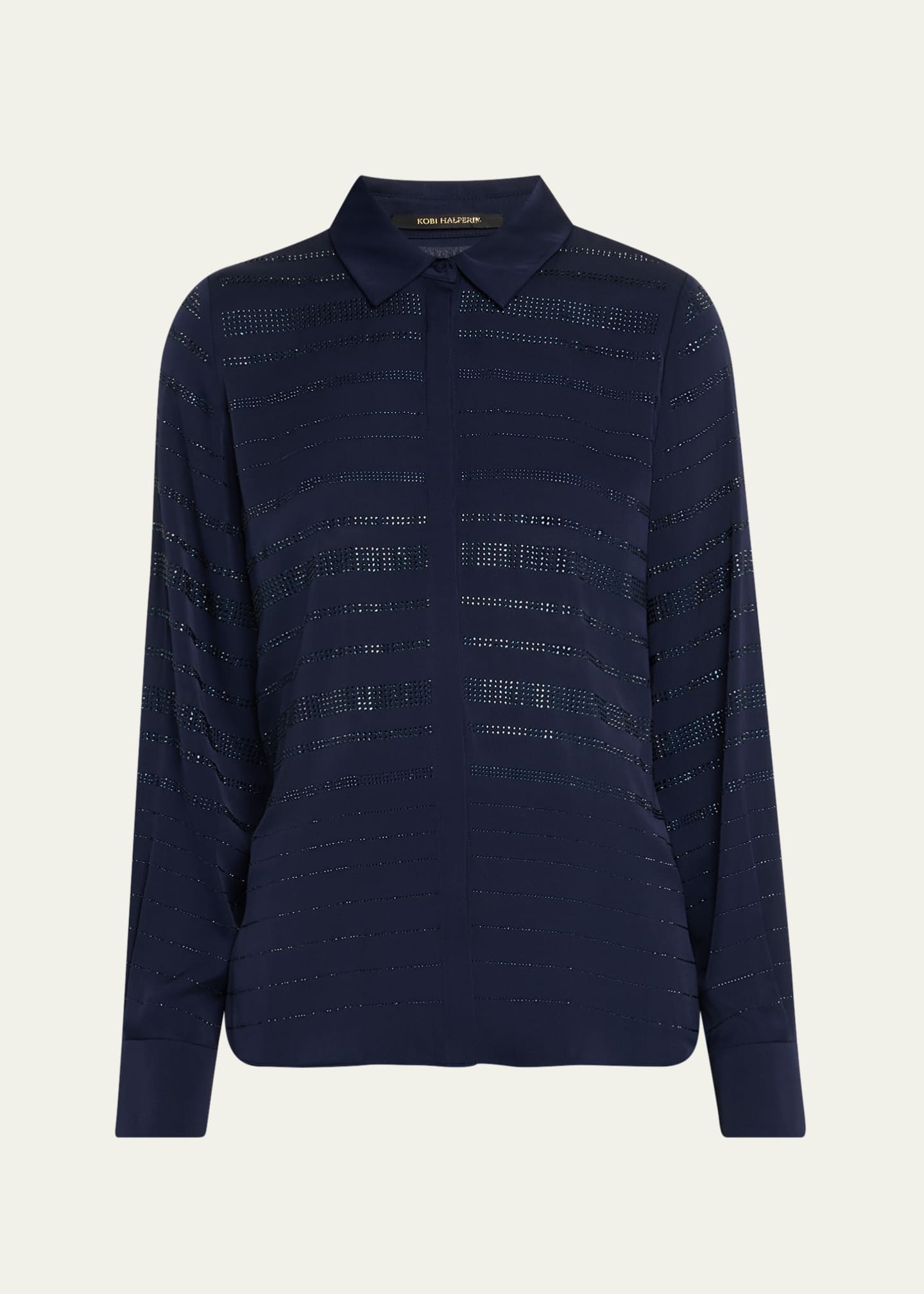 Korry Rhinestone Striped Blouse