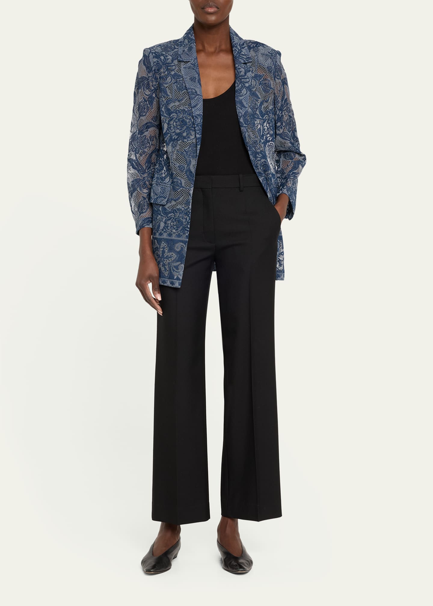 Nathalie Open-Front Floral Lace Jacket