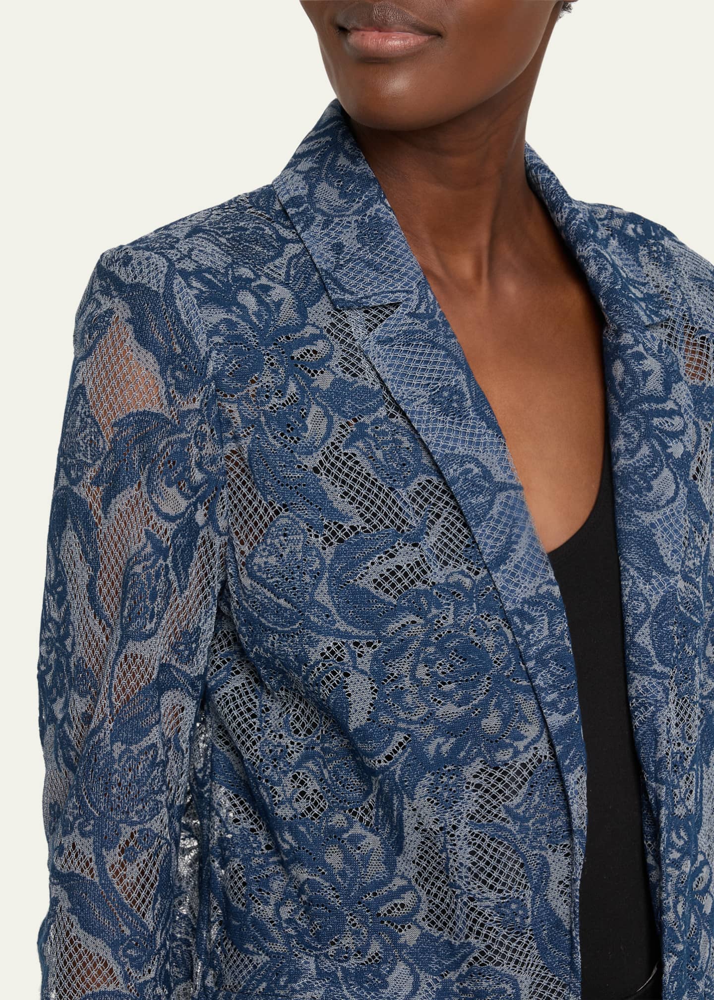 Nathalie Open-Front Floral Lace Jacket
