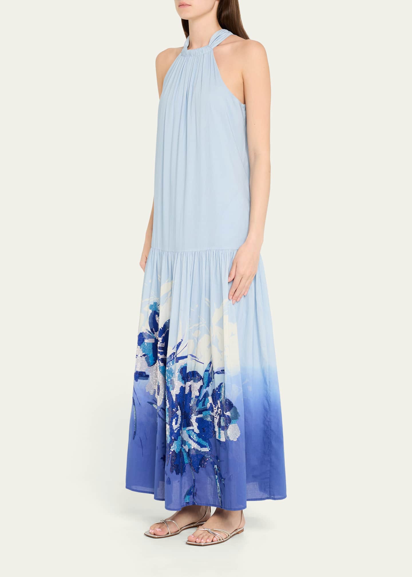 Kobi Halperin Daelia Sequin Floral-Print Halter Maxi Dress Image 4 of 5