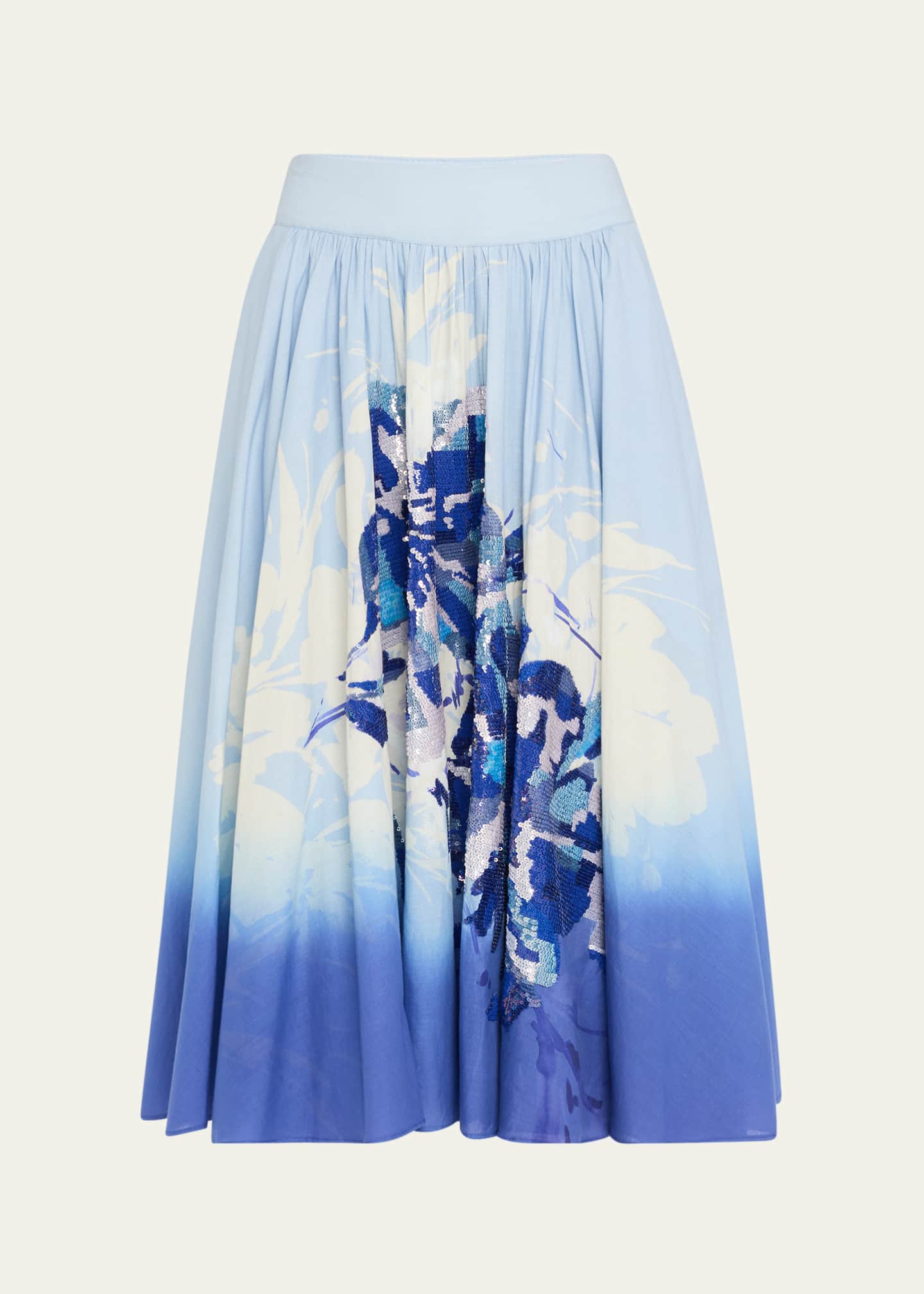 Kobi Halperin Selwyn Ombre Sequin Floral-Print Midi Skirt Image 1 of 5