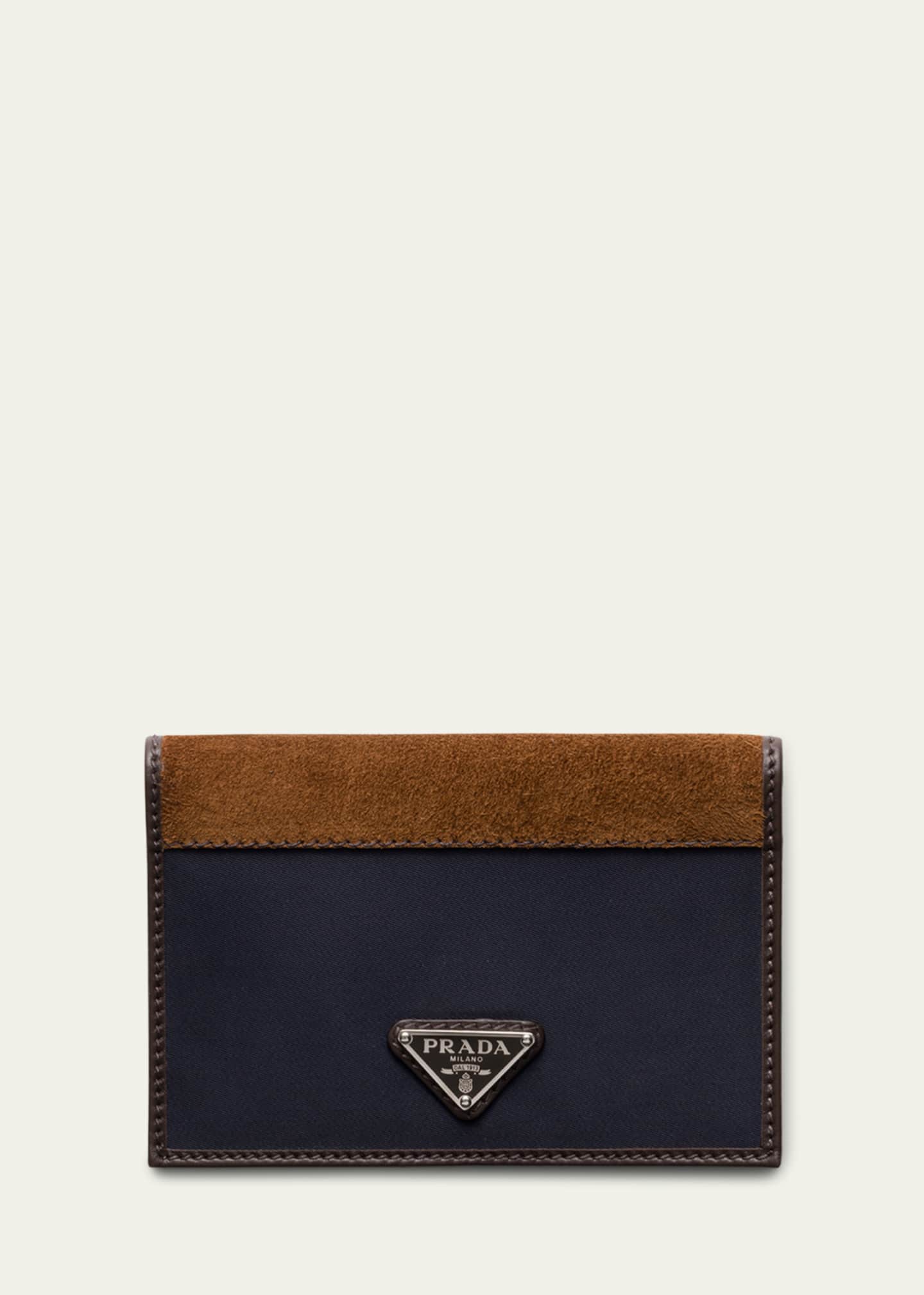 Prada Men's Nylon and Suede Bifold Card Holder Image 1 of 3