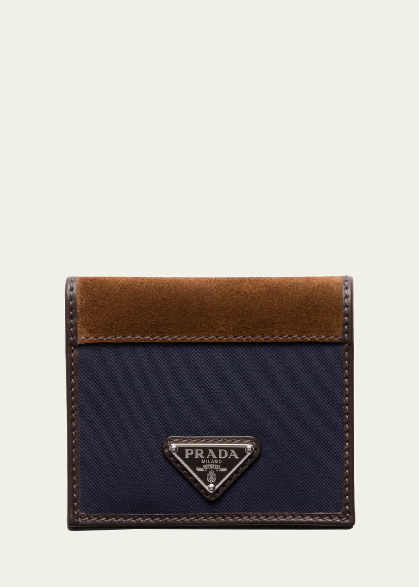 Prada Men's Nylon and Suede Bifold Wallet Image 1 of 3
