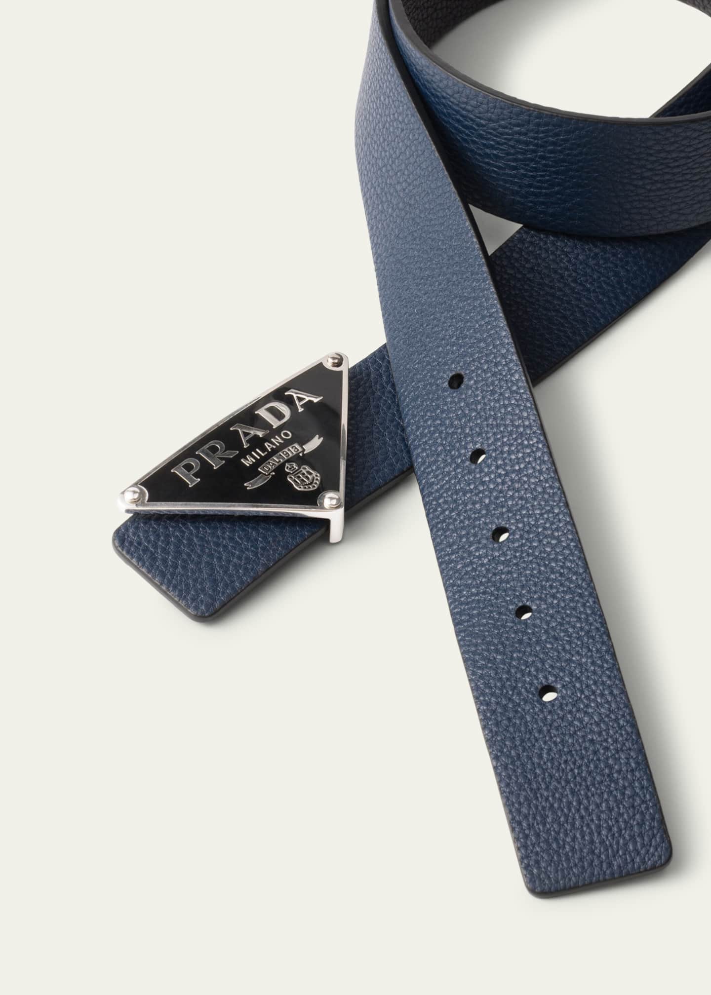 Prada Men's Diano Reversible Leather Belt Strap Image 2 of 2