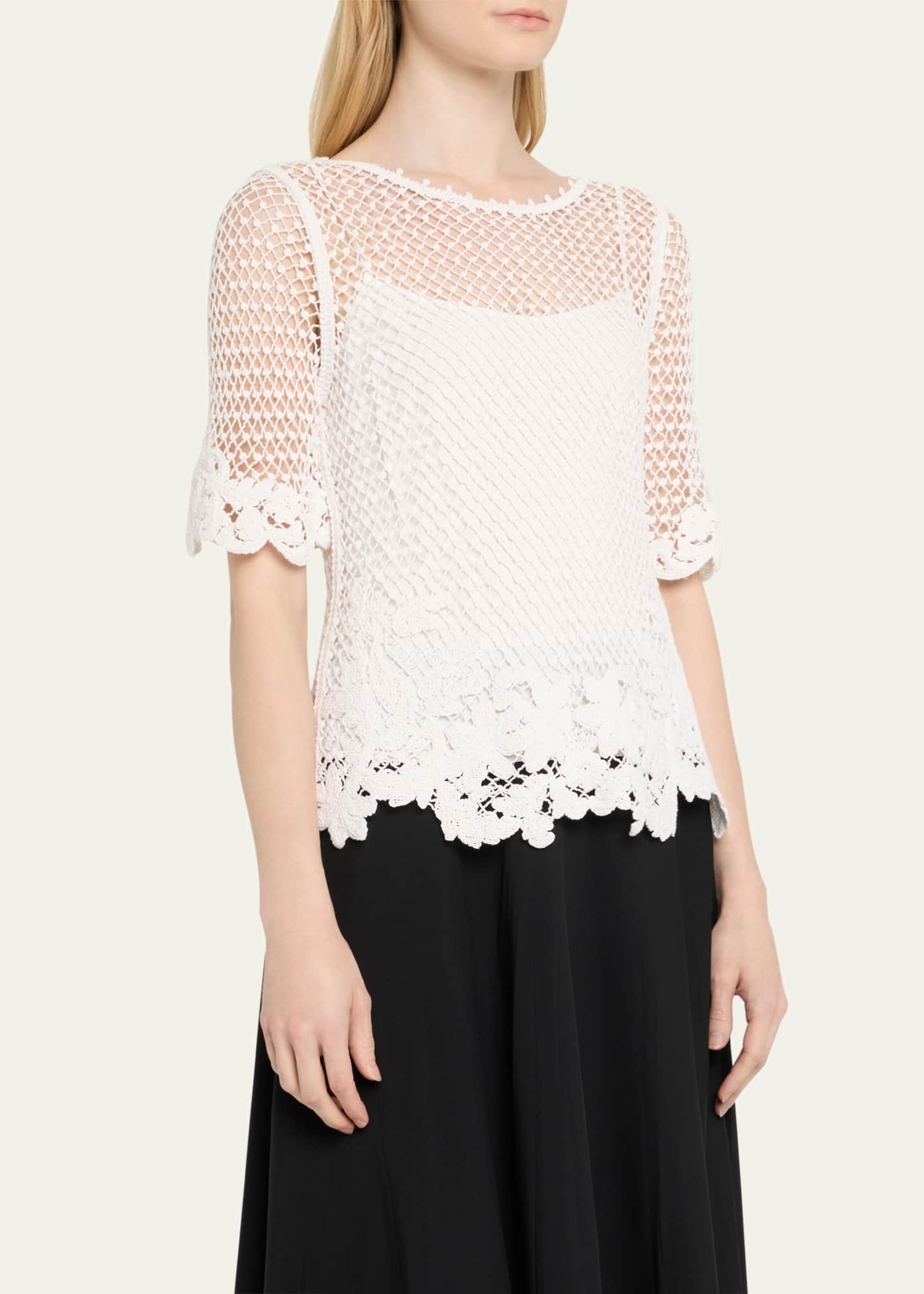 Kobi Halperin Sylvs Floral Crochet Rosette Net Blouse - Bergdorf