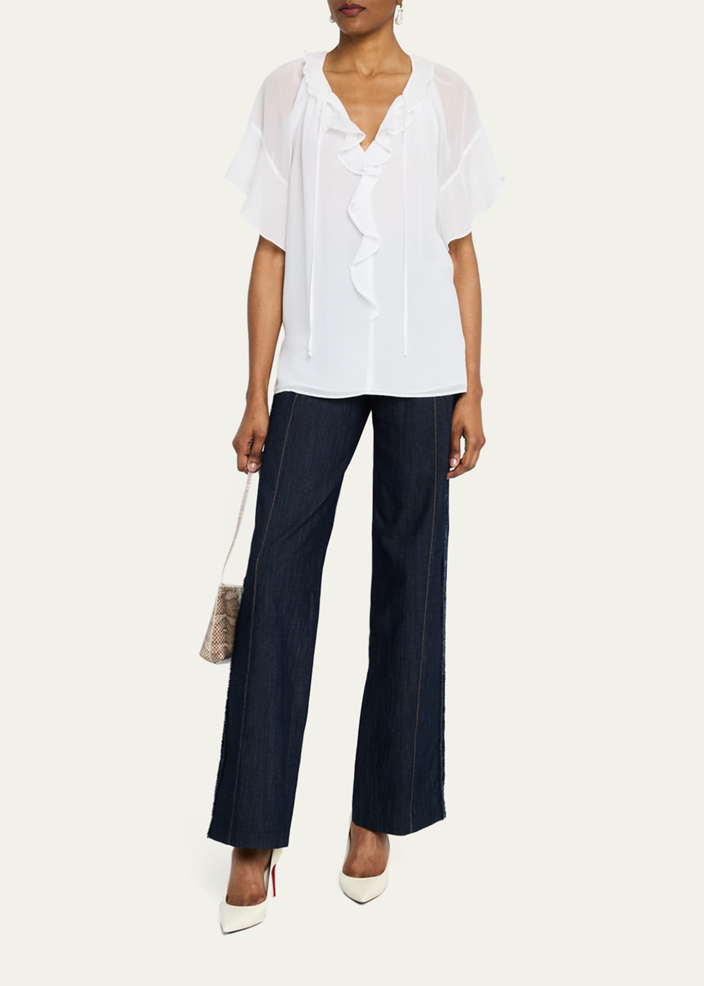 Kobi Halperin Vale Raglan-Sleeve Ruffle Blouse Image 2 of 5