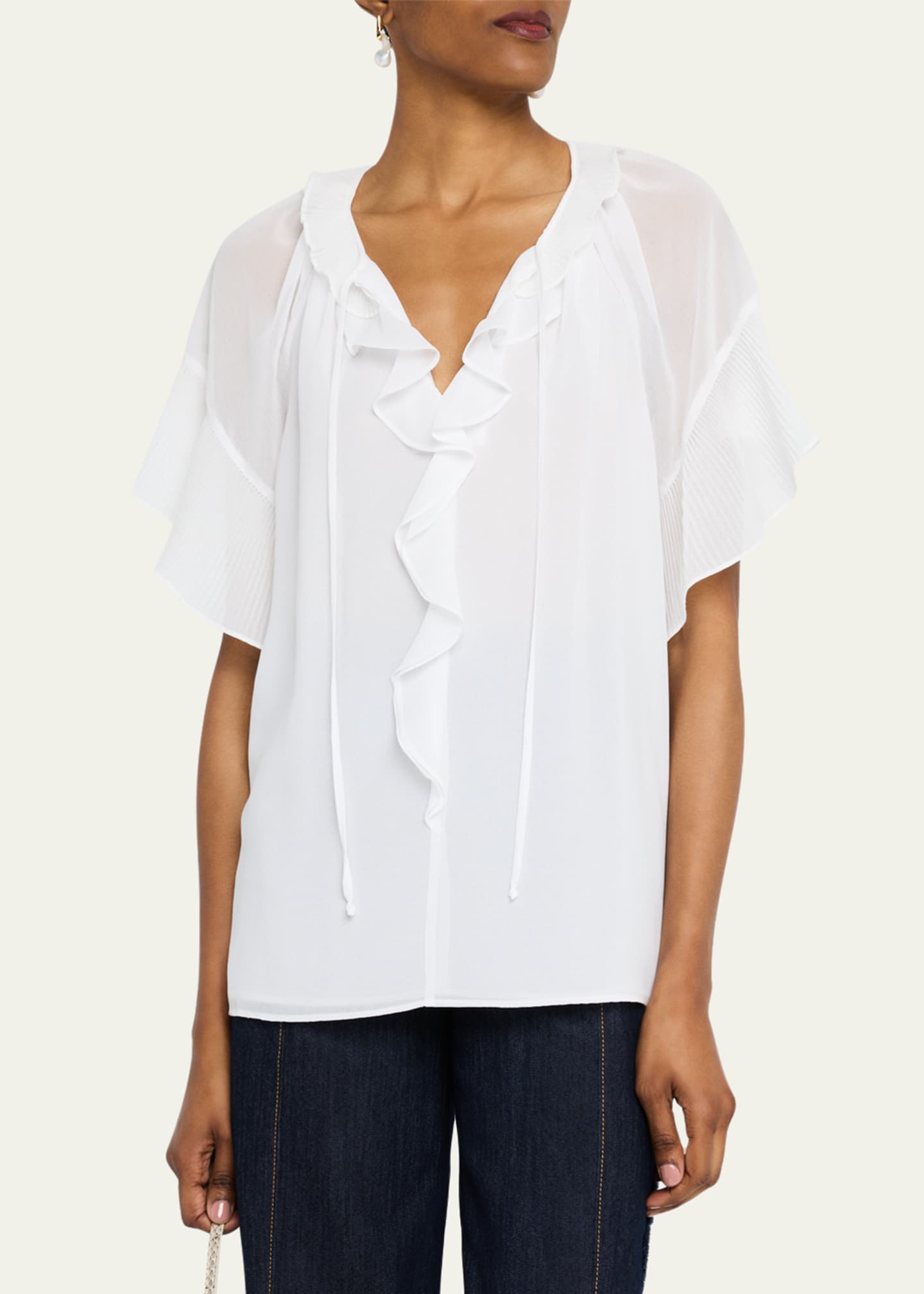 Kobi Halperin Vale Raglan-Sleeve Ruffle Blouse Image 4 of 5