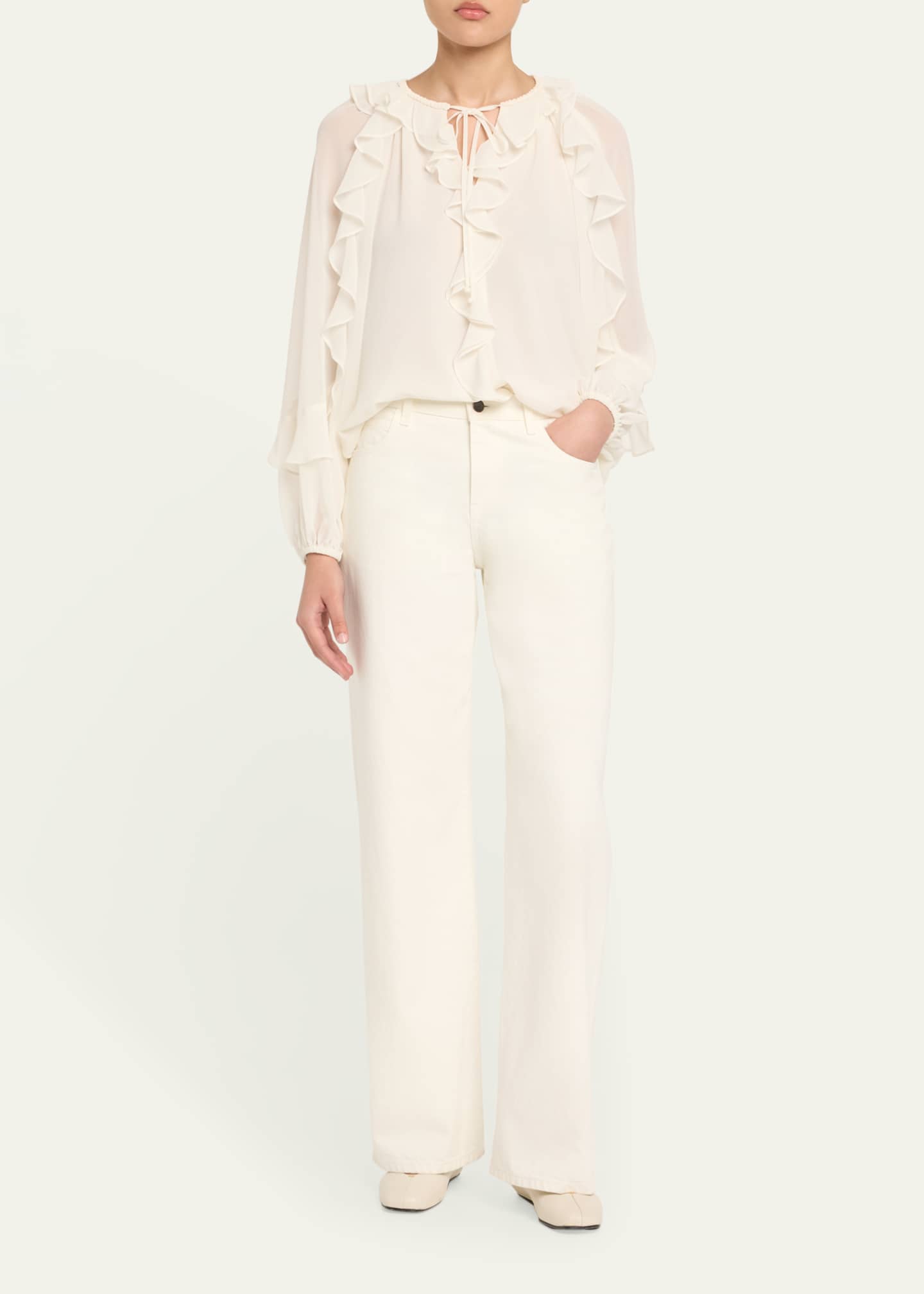 Kobi Halperin Bali Raglan-Sleeve Ruffle Blouse Image 2 of 5
