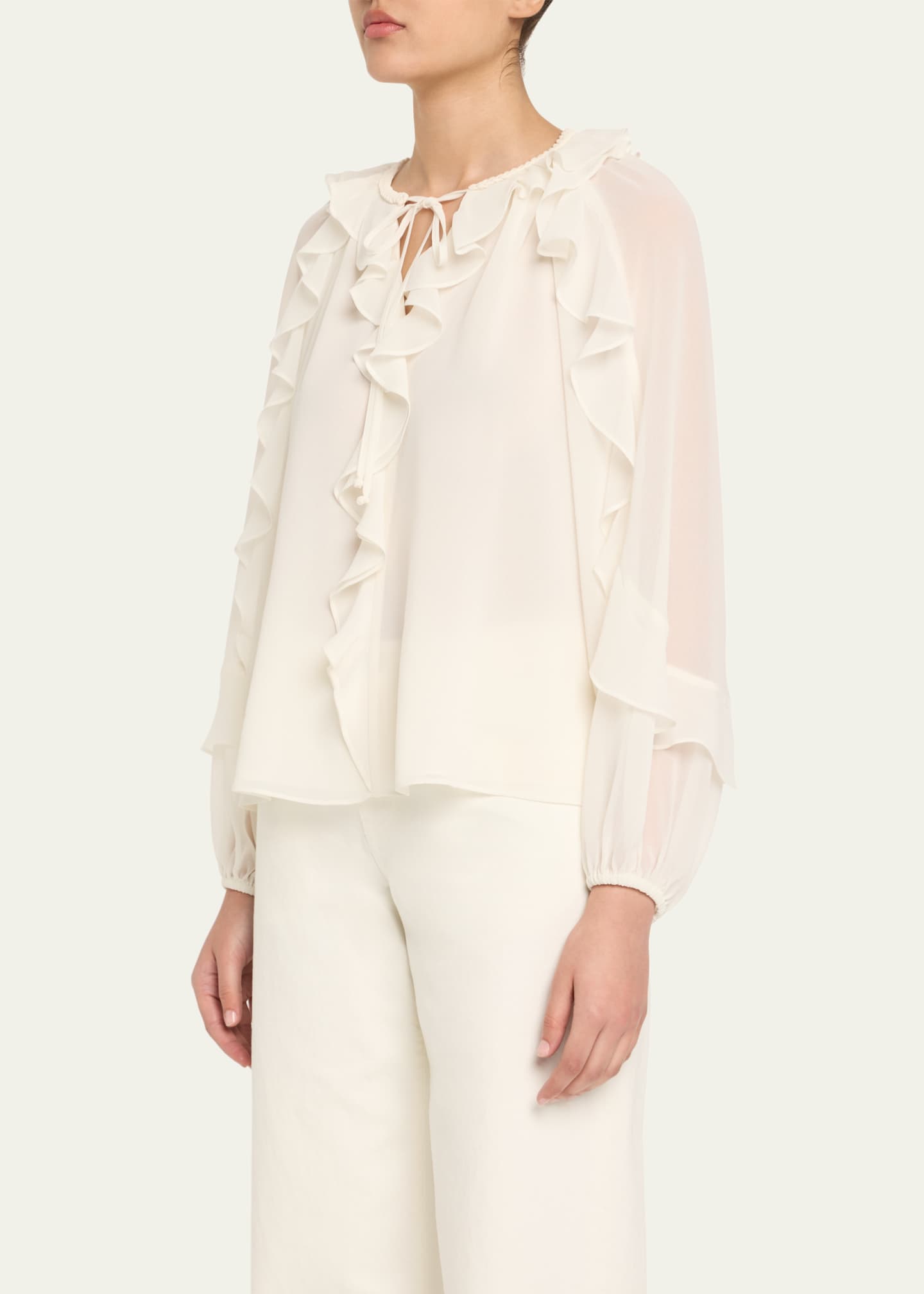 Kobi Halperin Bali Raglan-Sleeve Ruffle Blouse Image 4 of 5