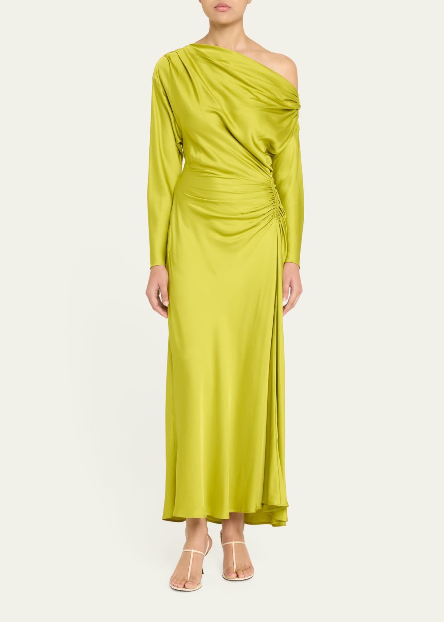 A.L.C. Piper Draped Satin One-Shoulder Dress Image 2 of 5