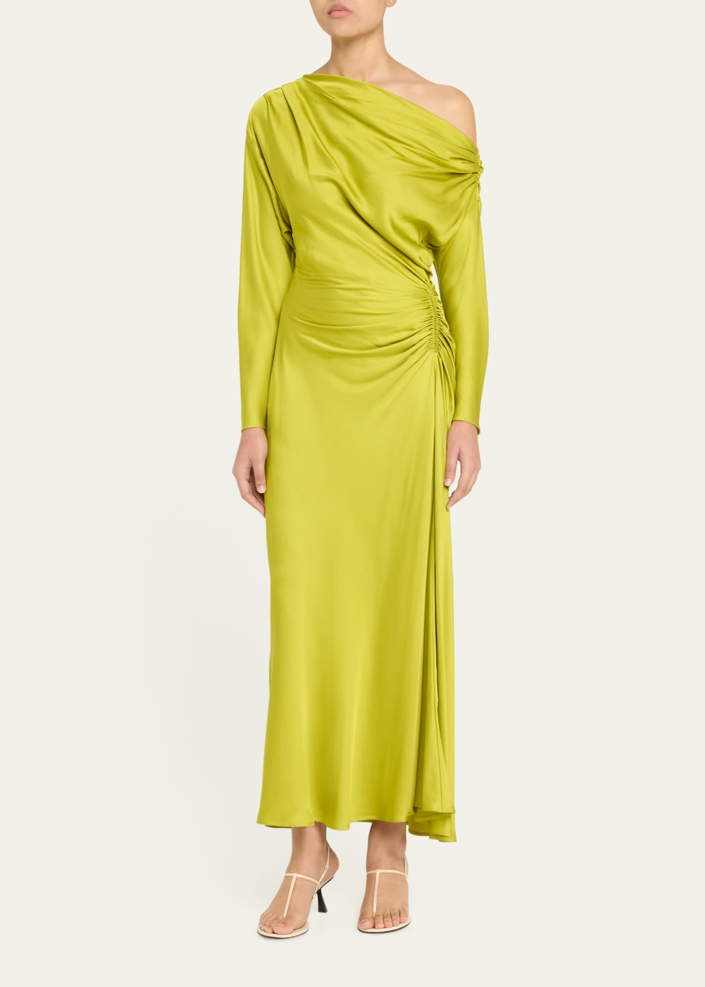 A.L.C. Piper Draped Satin One-Shoulder Dress Image 4 of 5