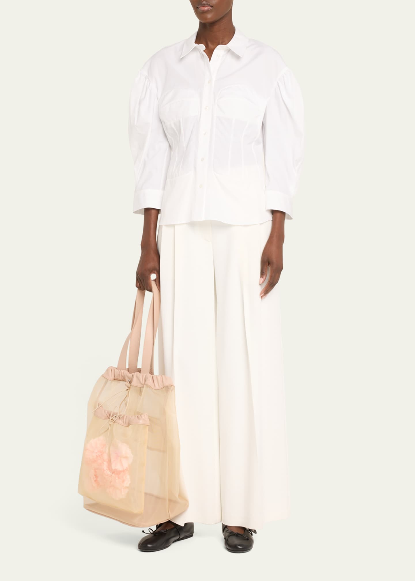Simone Rocha Sheer Stuffed Carnation Pocket Tote Bag Image 5 of 6