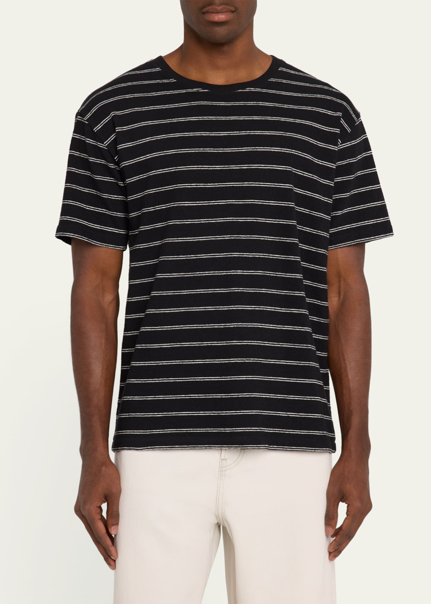 FRAME Men's Cotton Stripe Crewneck T-Shirt Image 4 of 5
