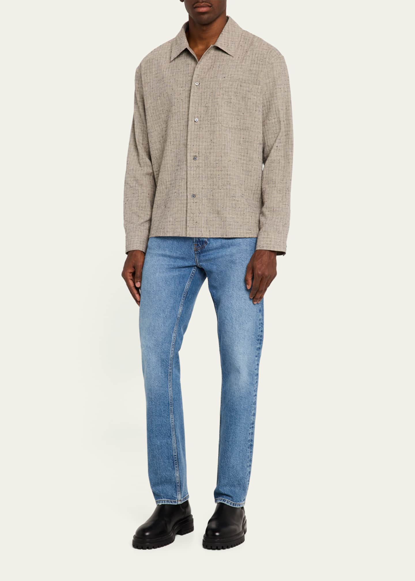 FRAME Men's Cotton and Linen Casual Button-Down Shirt Image 2 of 5