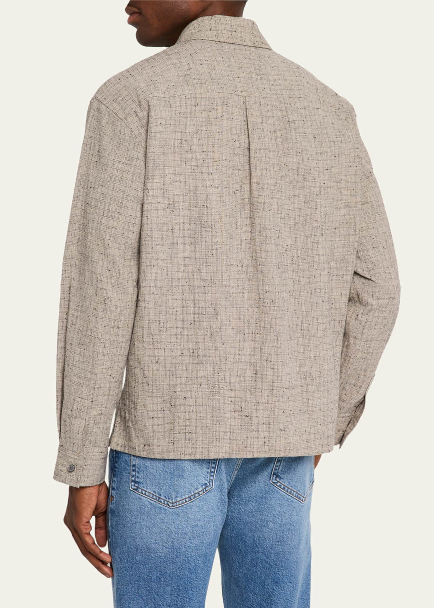 FRAME Men's Cotton and Linen Casual Button-Down Shirt Image 3 of 5