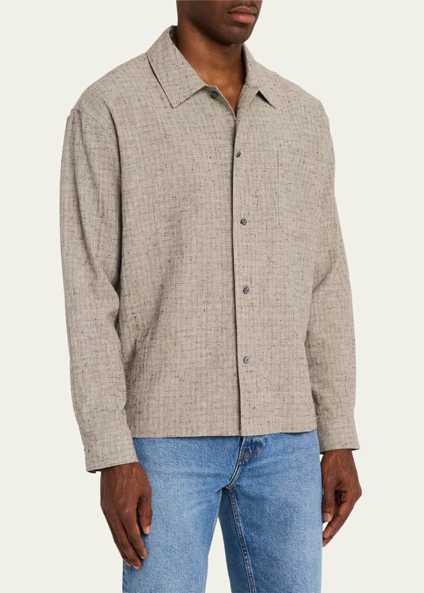 FRAME Men's Cotton and Linen Casual Button-Down Shirt Image 4 of 5