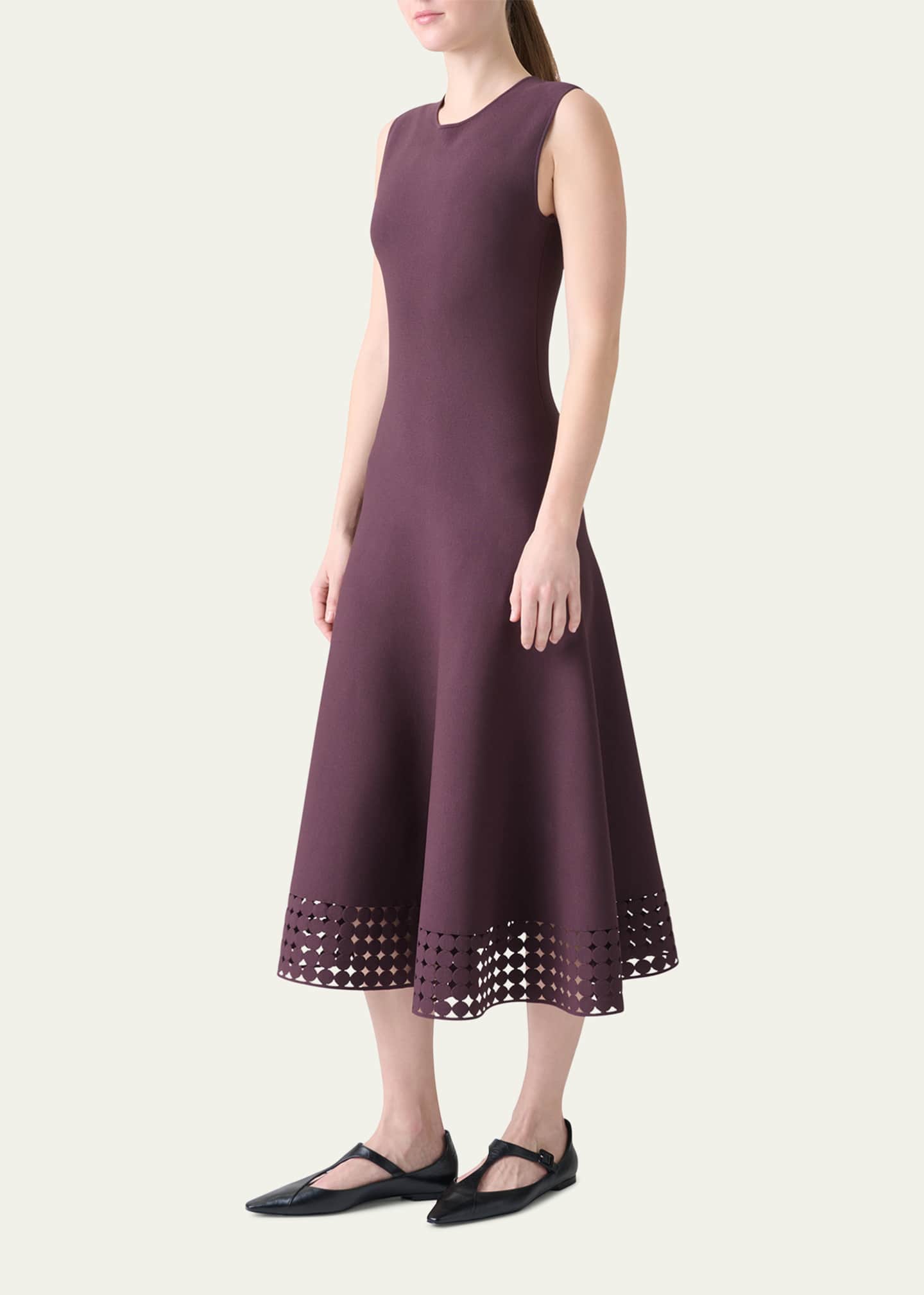 Akris punto Dot Lace-Hem Sleeveless Midi Dress Image 4 of 5