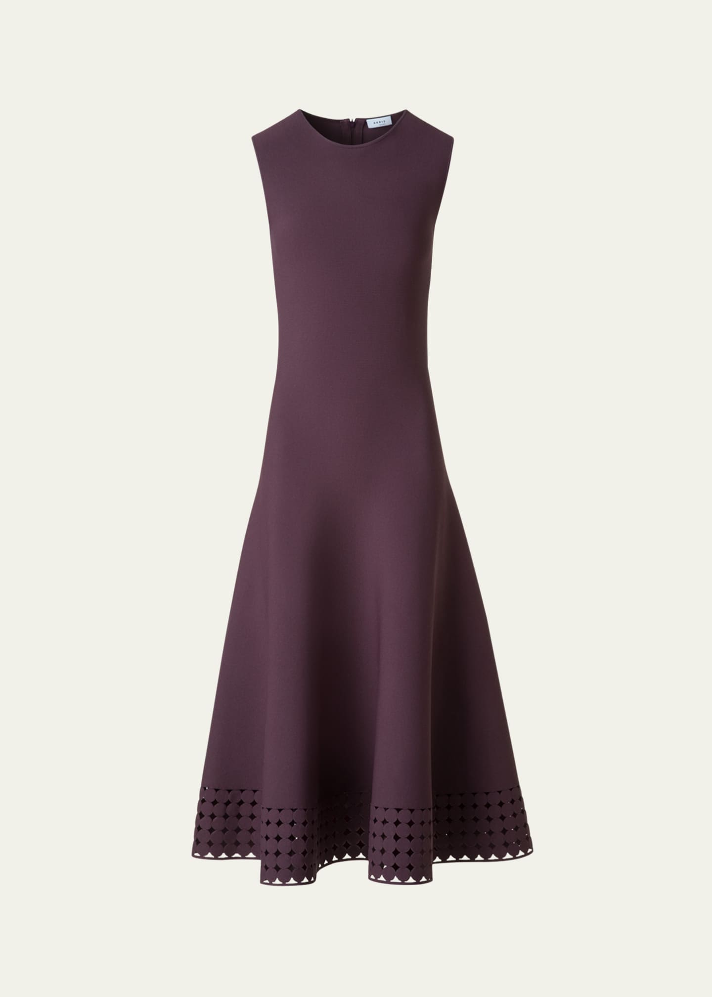 Akris punto Dot Lace-Hem Sleeveless Midi Dress Image 1 of 5
