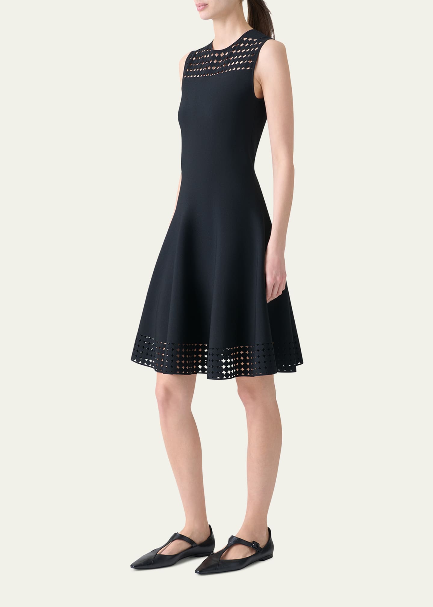 Akris punto Dot Lace Sleeveless A-line Knit Dress Image 4 of 5