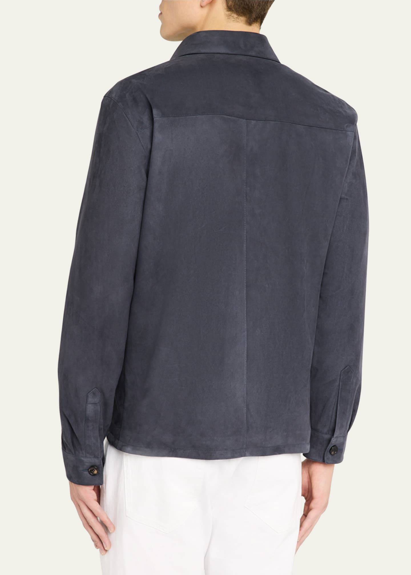 Loro Piana Men's Suede Kidskin Overshirt Image 3 of 5
