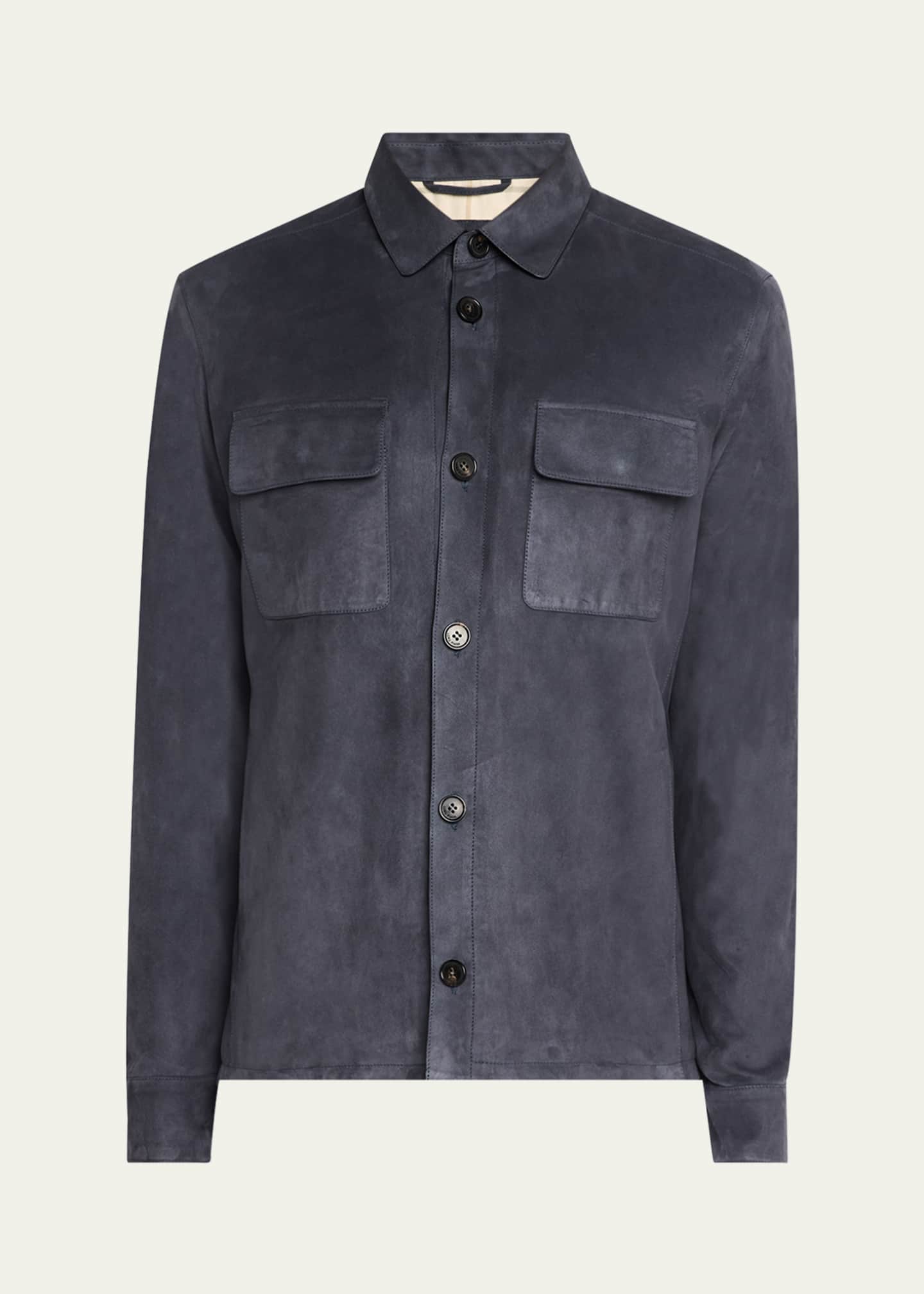 Loro Piana Men's Suede Kidskin Overshirt Image 1 of 5