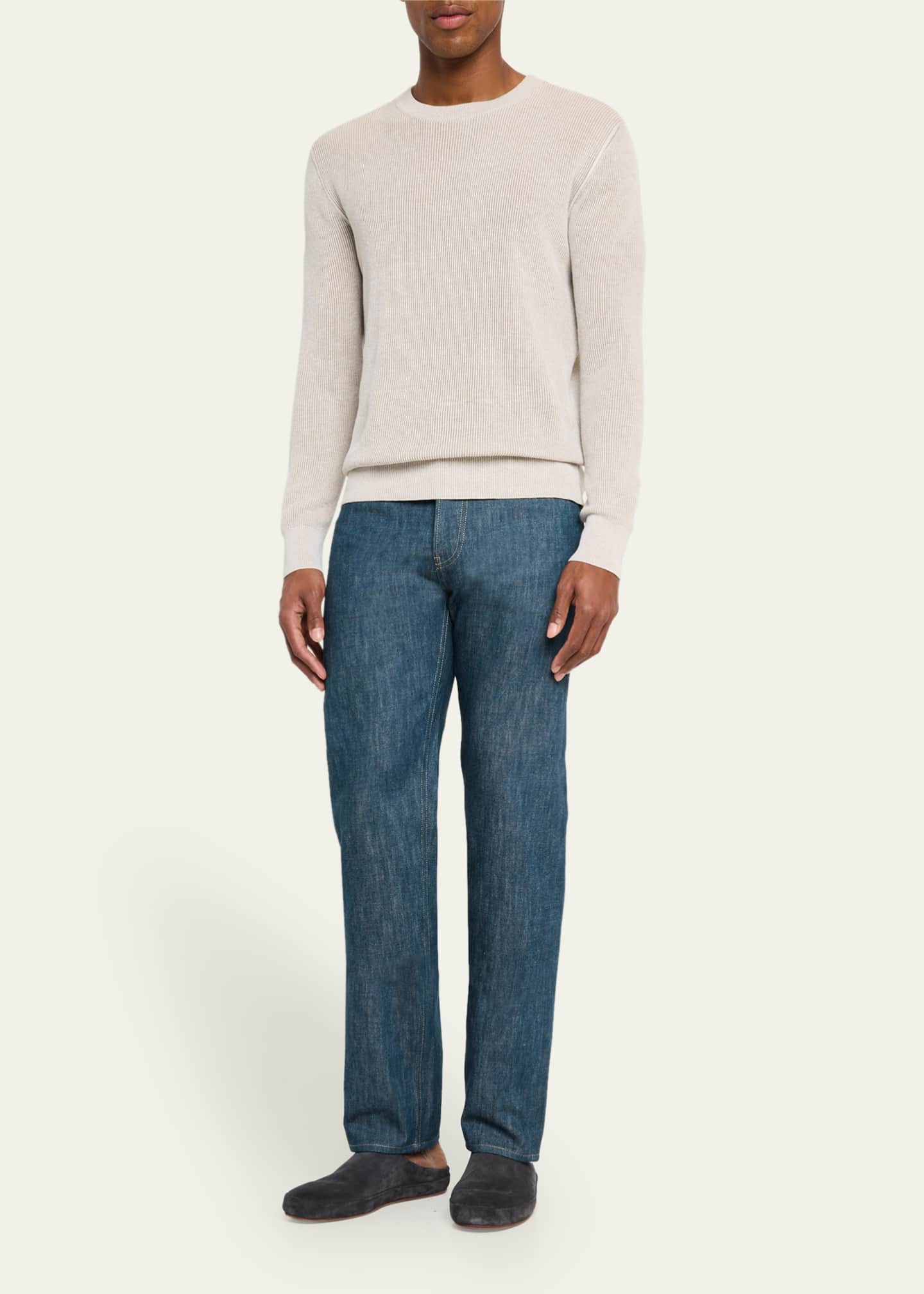 Loro Piana Men's Kamen Straight-Fit Denim Pants Image 2 of 5