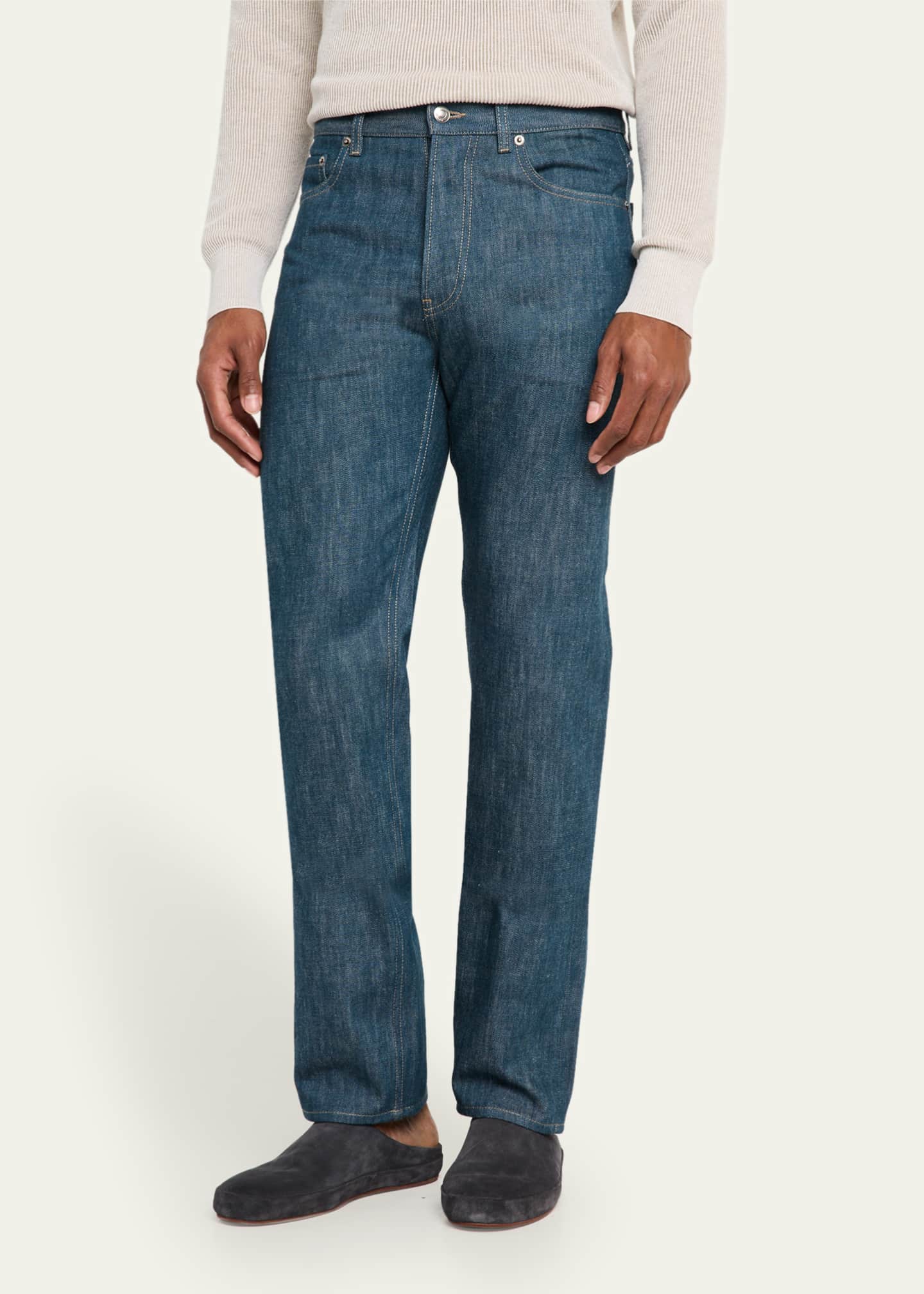 Loro Piana Men's Kamen Straight-Fit Denim Pants Image 4 of 5