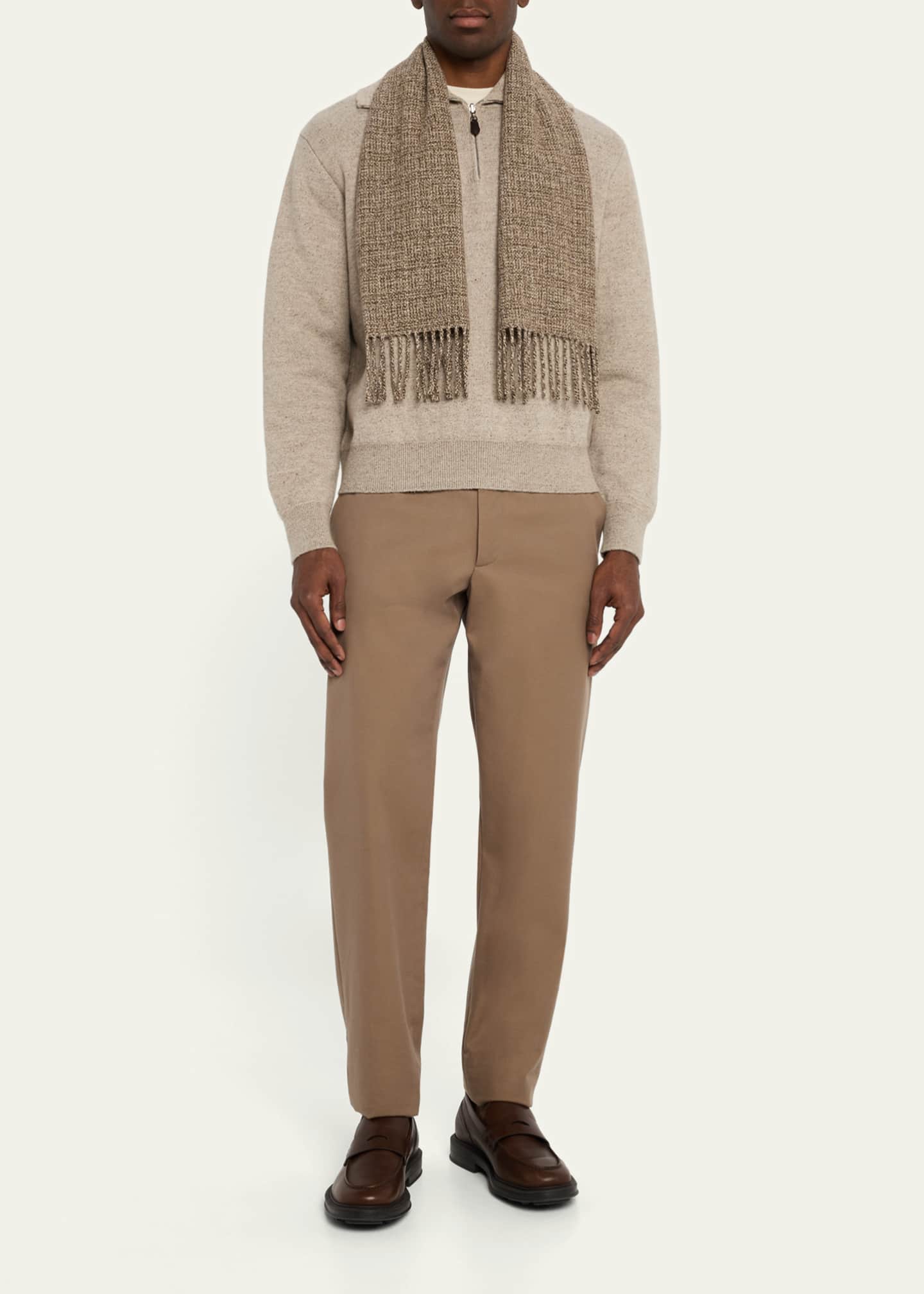 Loro Piana Men's Mouline Tweed Cashmere Scarf Image 2 of 4