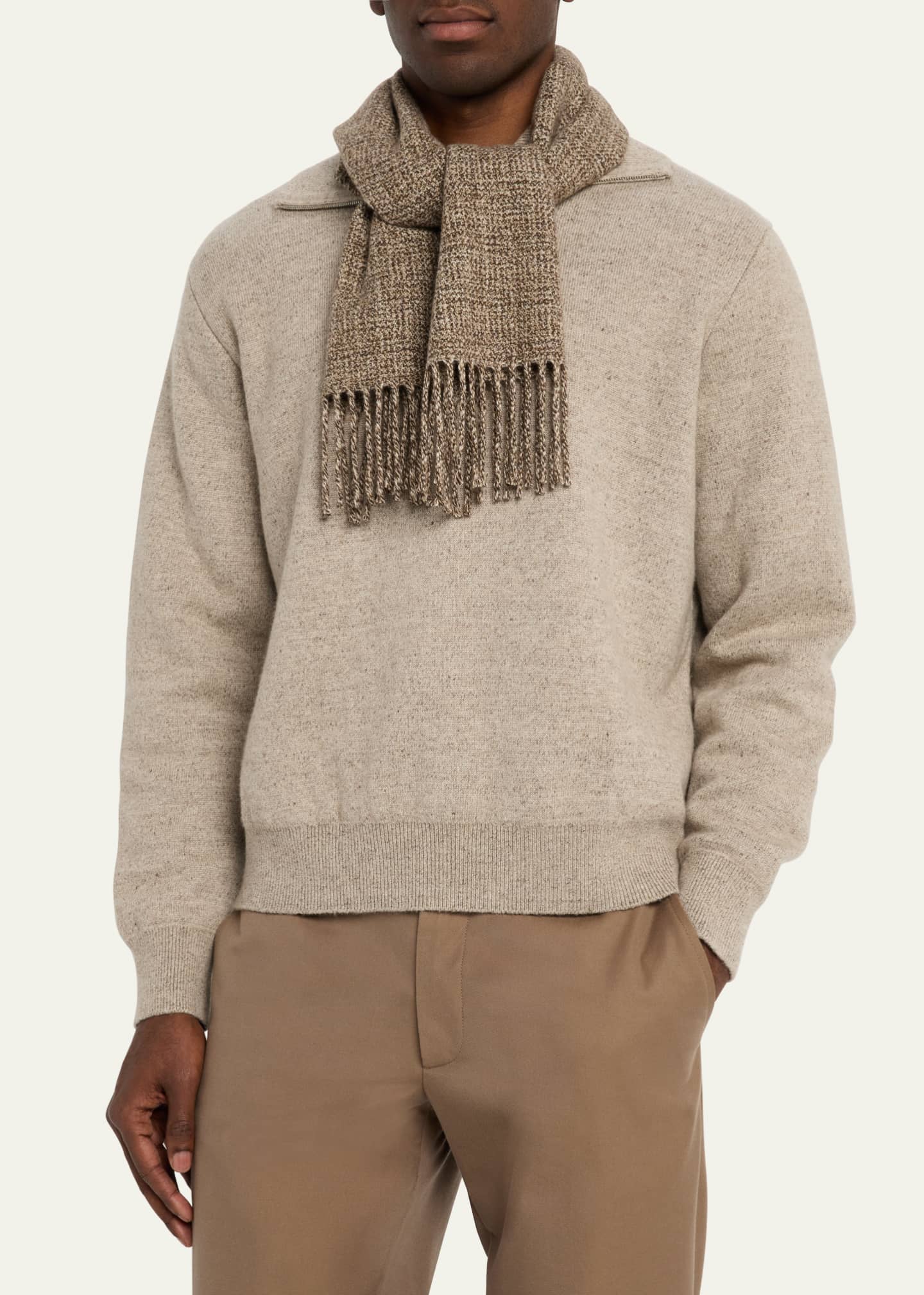 Loro Piana Men's Mouline Tweed Cashmere Scarf Image 3 of 4