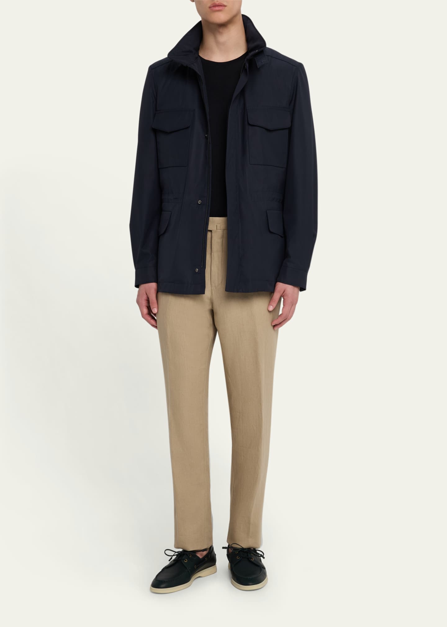 Loro Piana Men's Traveler Field Jacket with Stowaway Hood Image 2 of 5