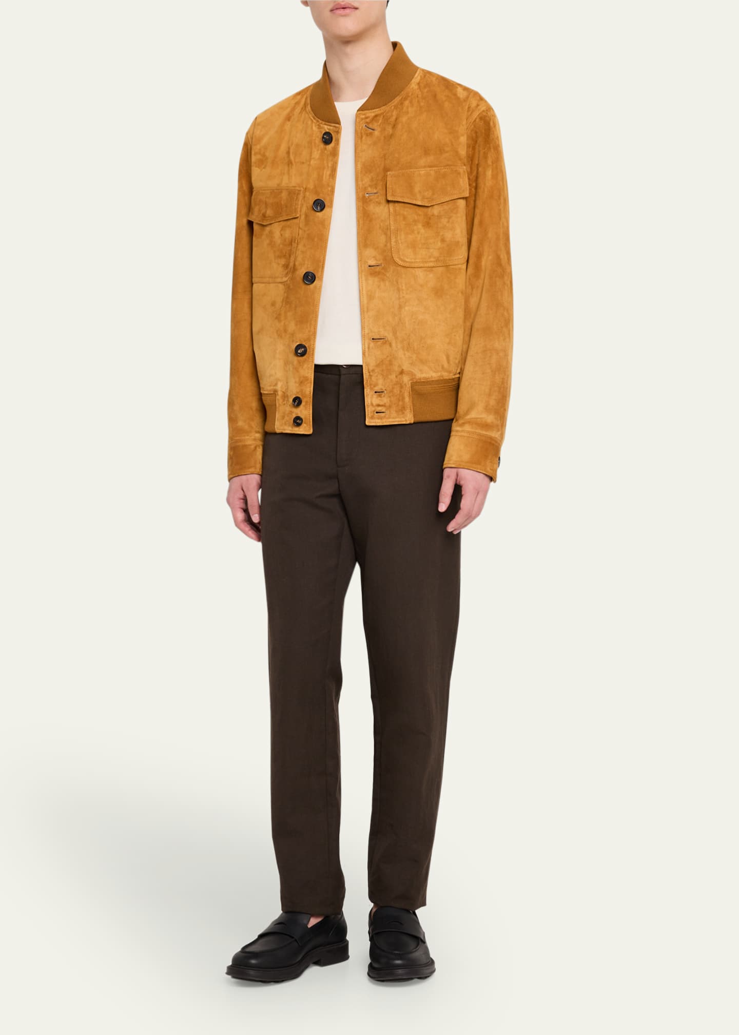 Loro Piana Men's Kiku Suede Bomber Jacket Image 2 of 5