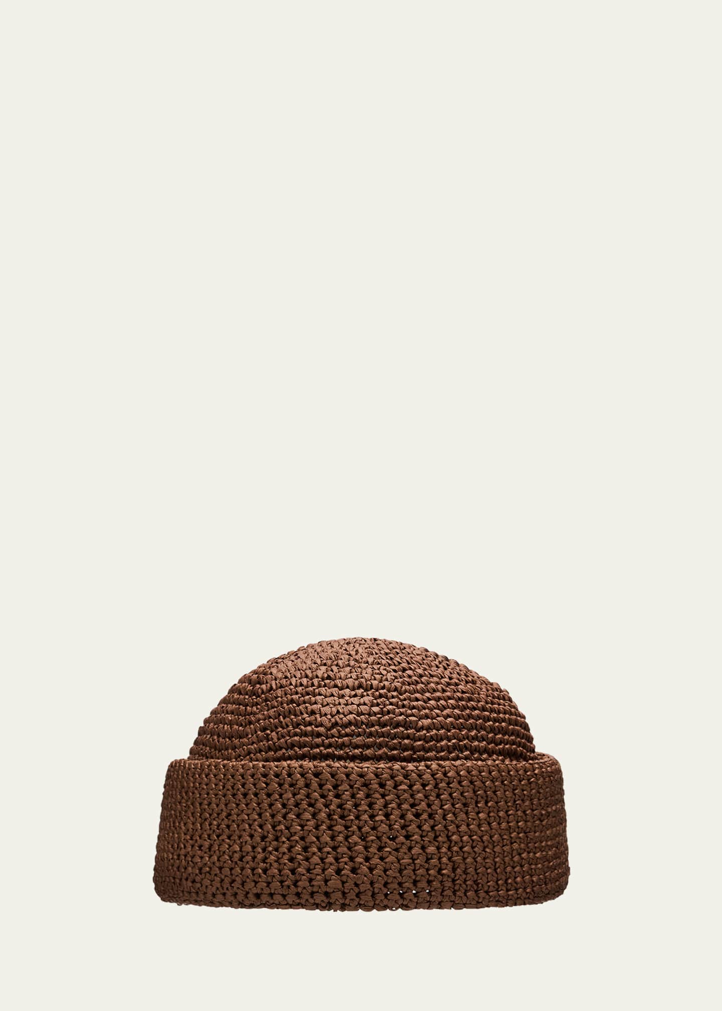 Loro Piana Men's Doroteo Raffia Crochet Beanie Hat Image 1 of 2