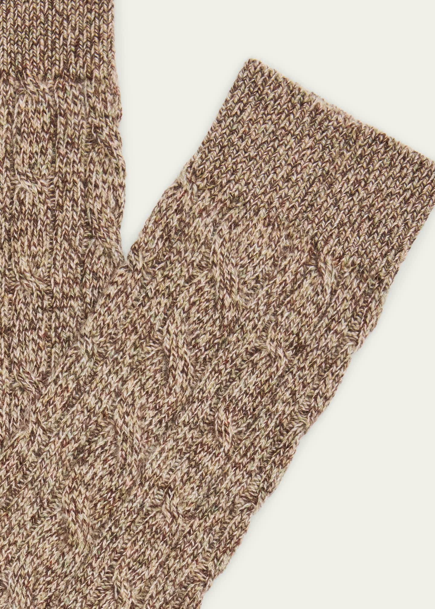 Loro Piana Men's Treccia Baby Cashmere Crew Socks Image 2 of 2