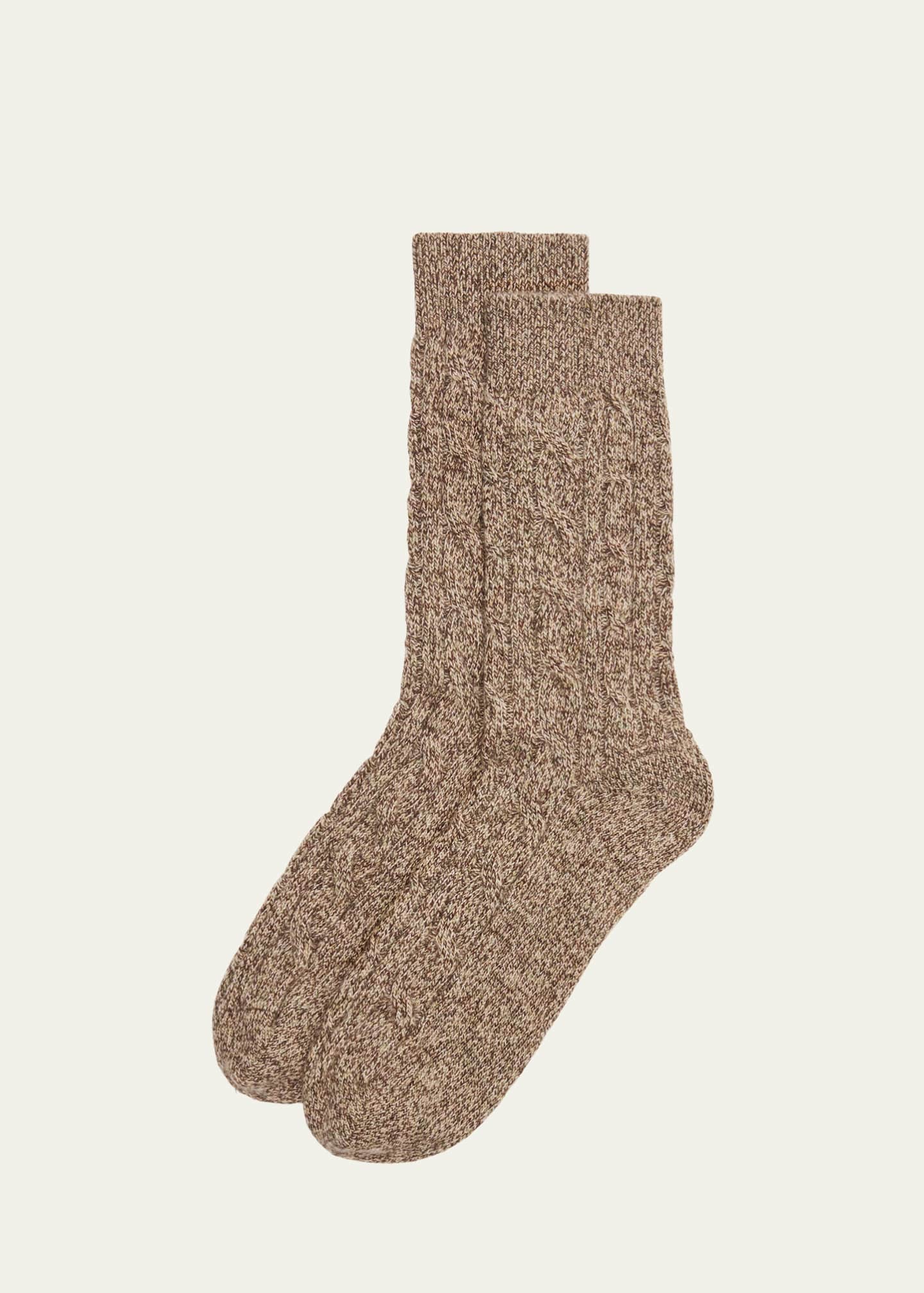 Loro Piana Men's Treccia Baby Cashmere Crew Socks Image 1 of 2