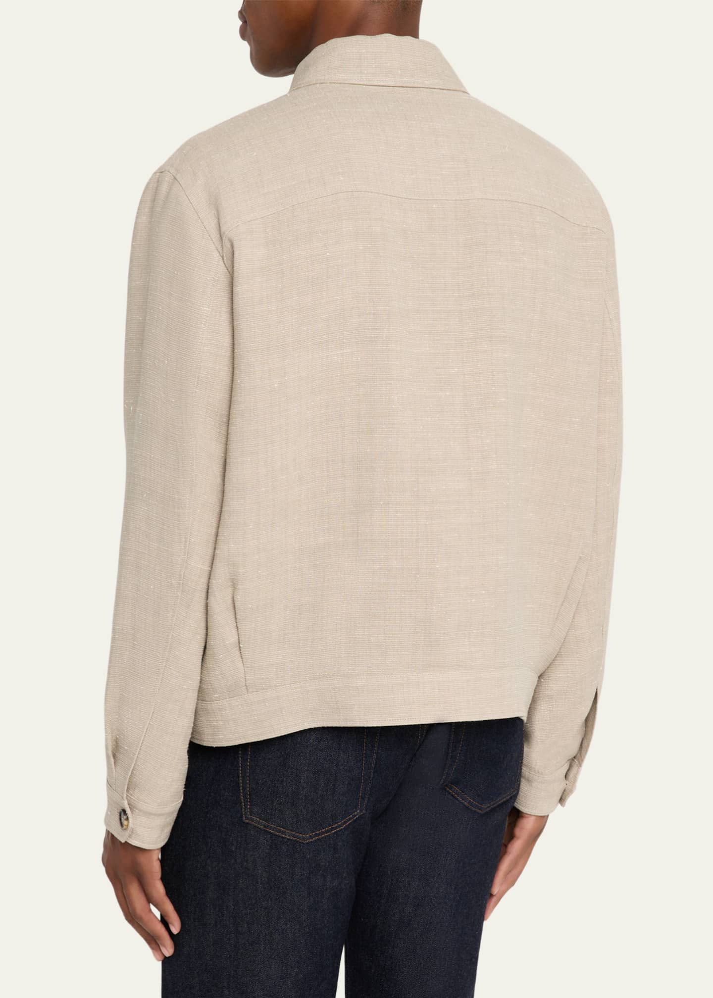 Loro Piana Men's Clem Summer Linen and Silk Blouson Image 3 of 5
