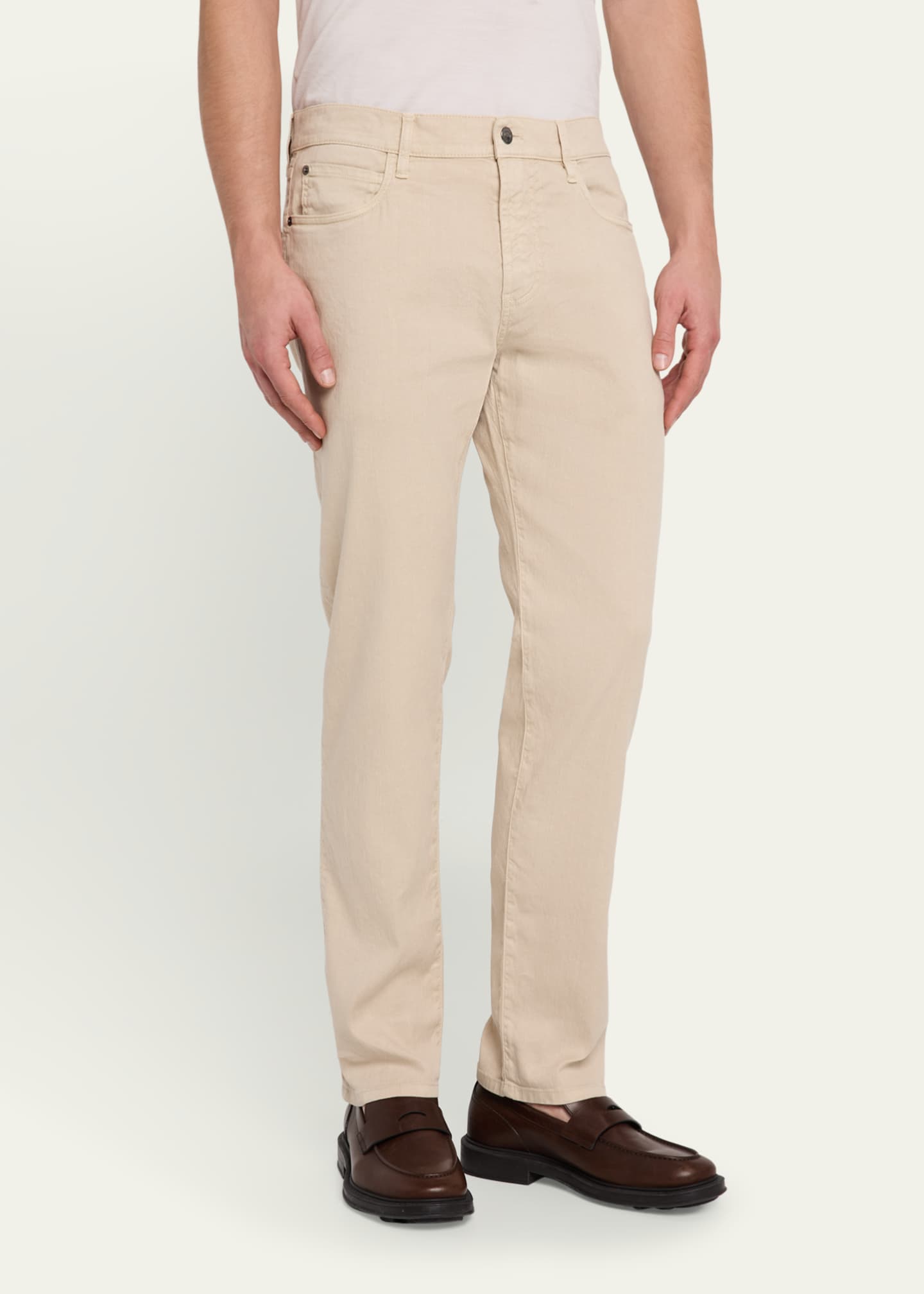 Loro Piana Men's Quarona Linen and Cotton Stretch Five-Pocket Pants Image 4 of 5