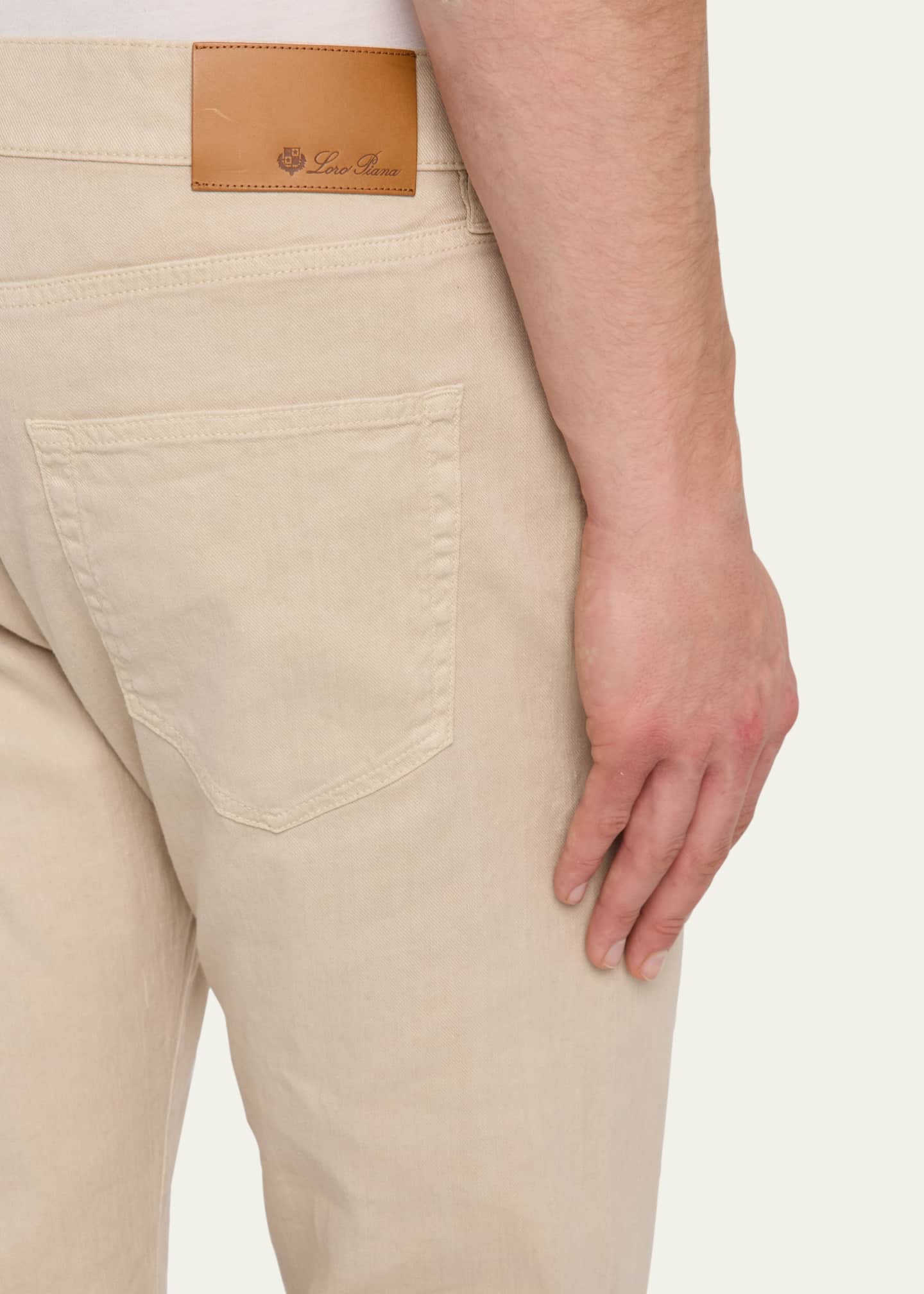 Loro Piana Men's Quarona Linen and Cotton Stretch Five-Pocket Pants Image 5 of 5