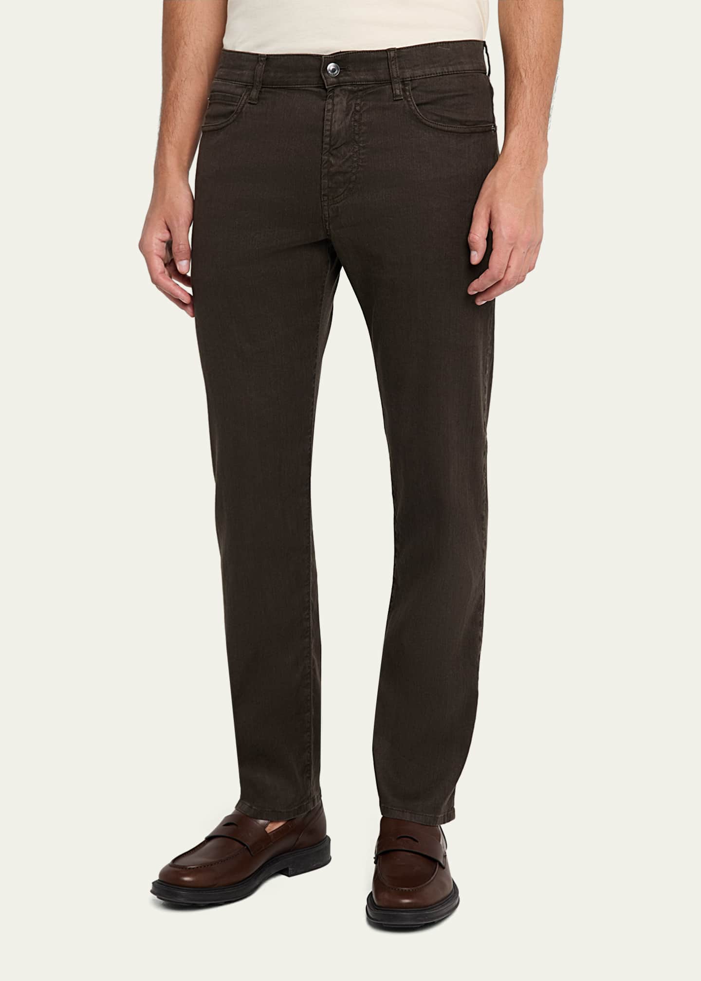 Loro Piana Men's Quarona Linen and Cotton Stretch Five-Pocket Pants Image 4 of 5