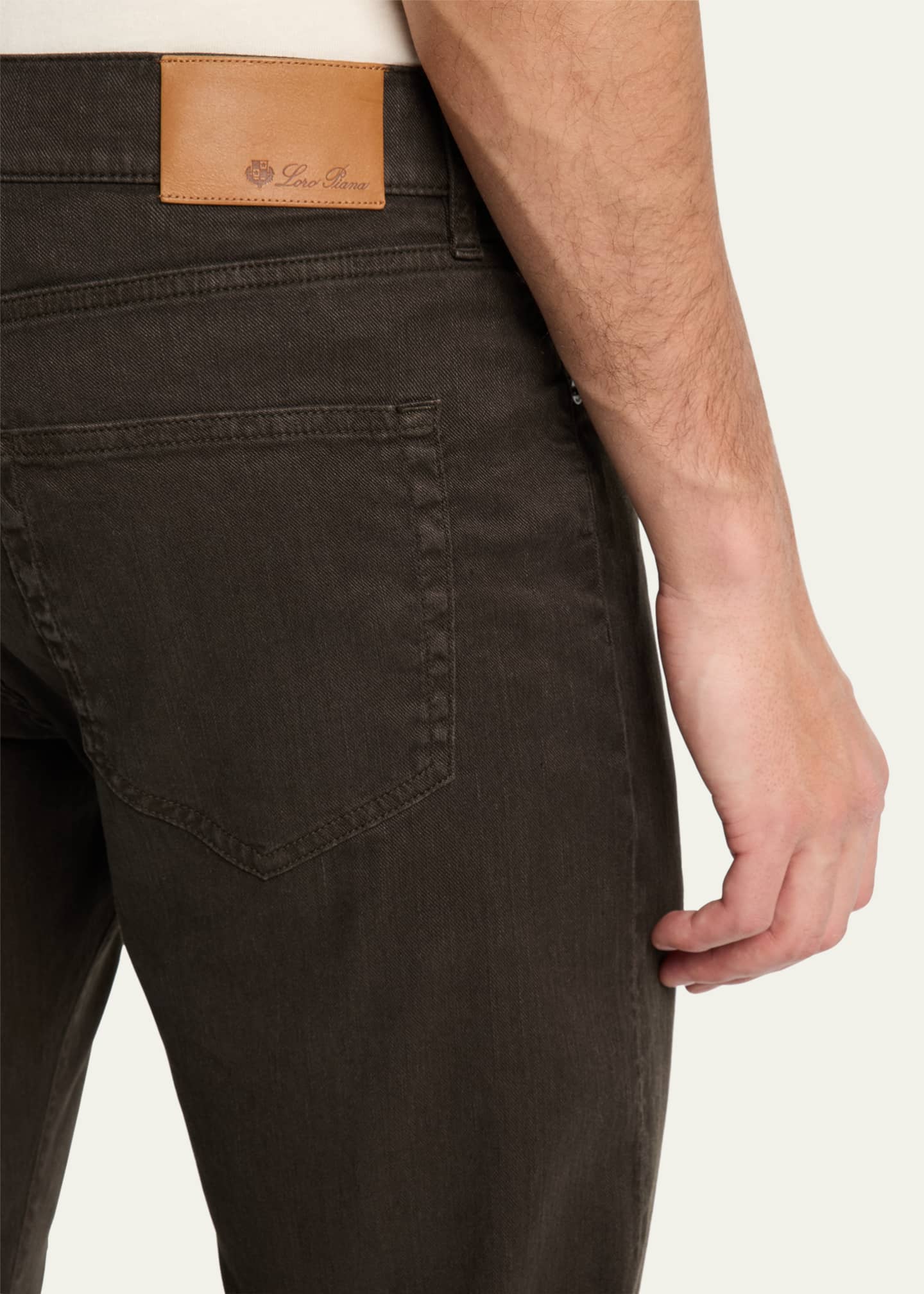 Loro Piana Men's Quarona Linen and Cotton Stretch Five-Pocket Pants Image 5 of 5