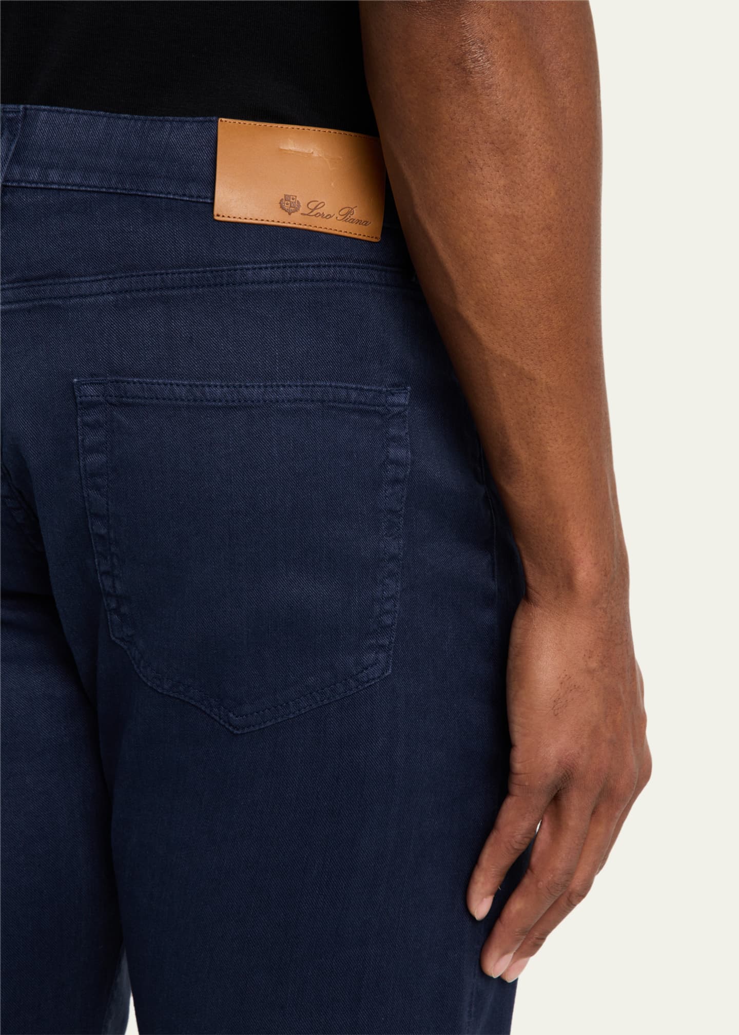 Loro Piana Men's Quarona Linen and Cotton Stretch Five-Pocket Pants Image 5 of 5