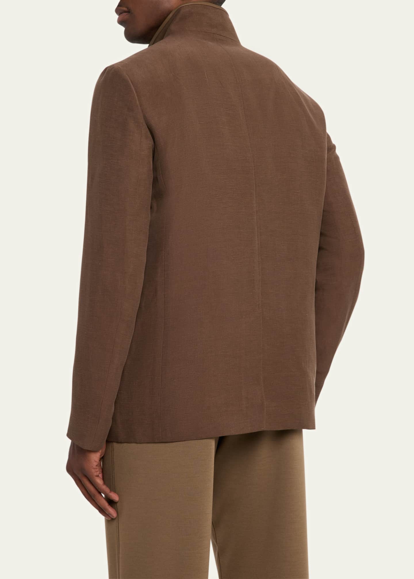 Loro Piana Men's Spagna Linen and Silk Single-Breasted Jacket Image 3 of 5