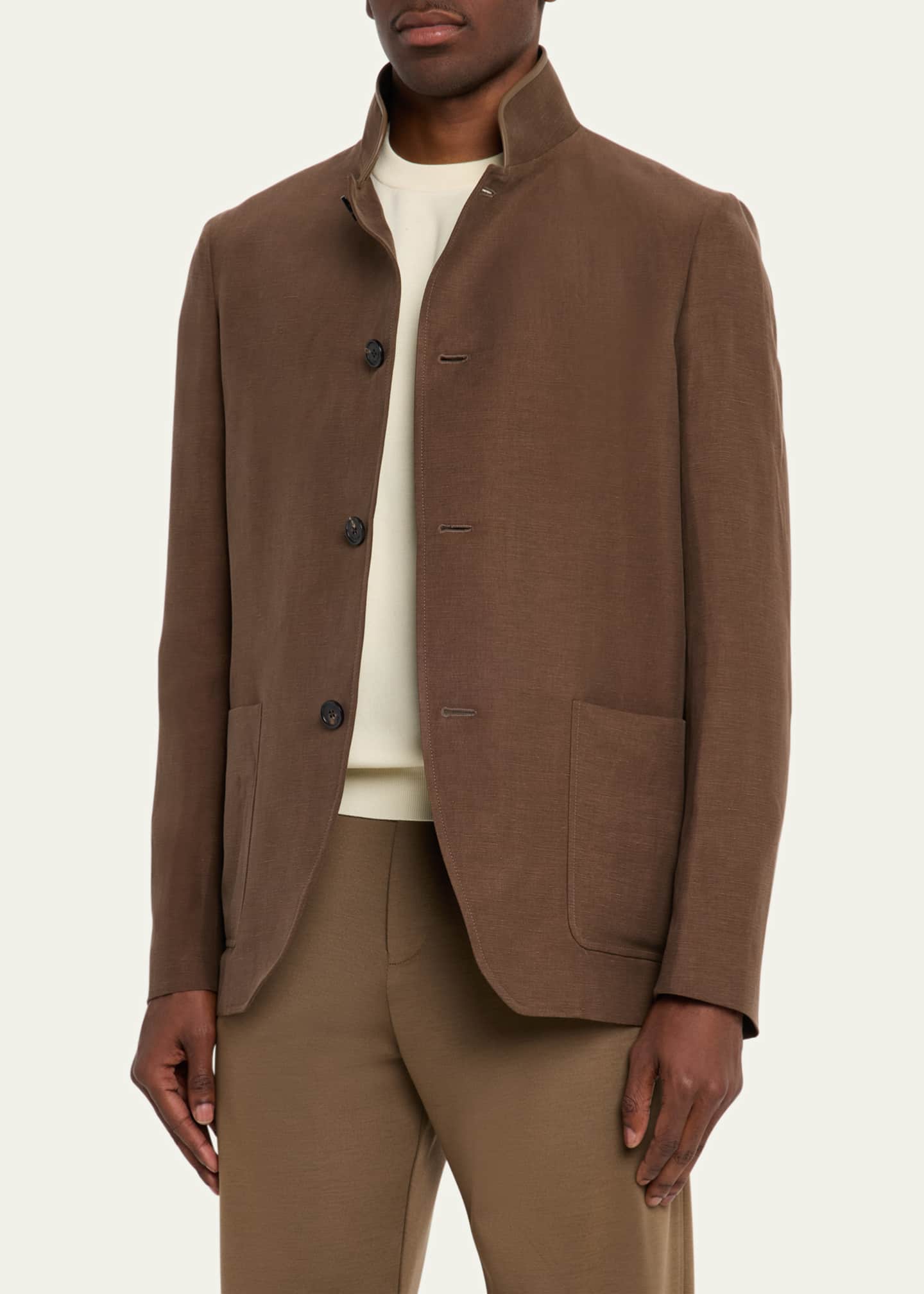 Loro Piana Men's Spagna Linen and Silk Single-Breasted Jacket Image 4 of 5